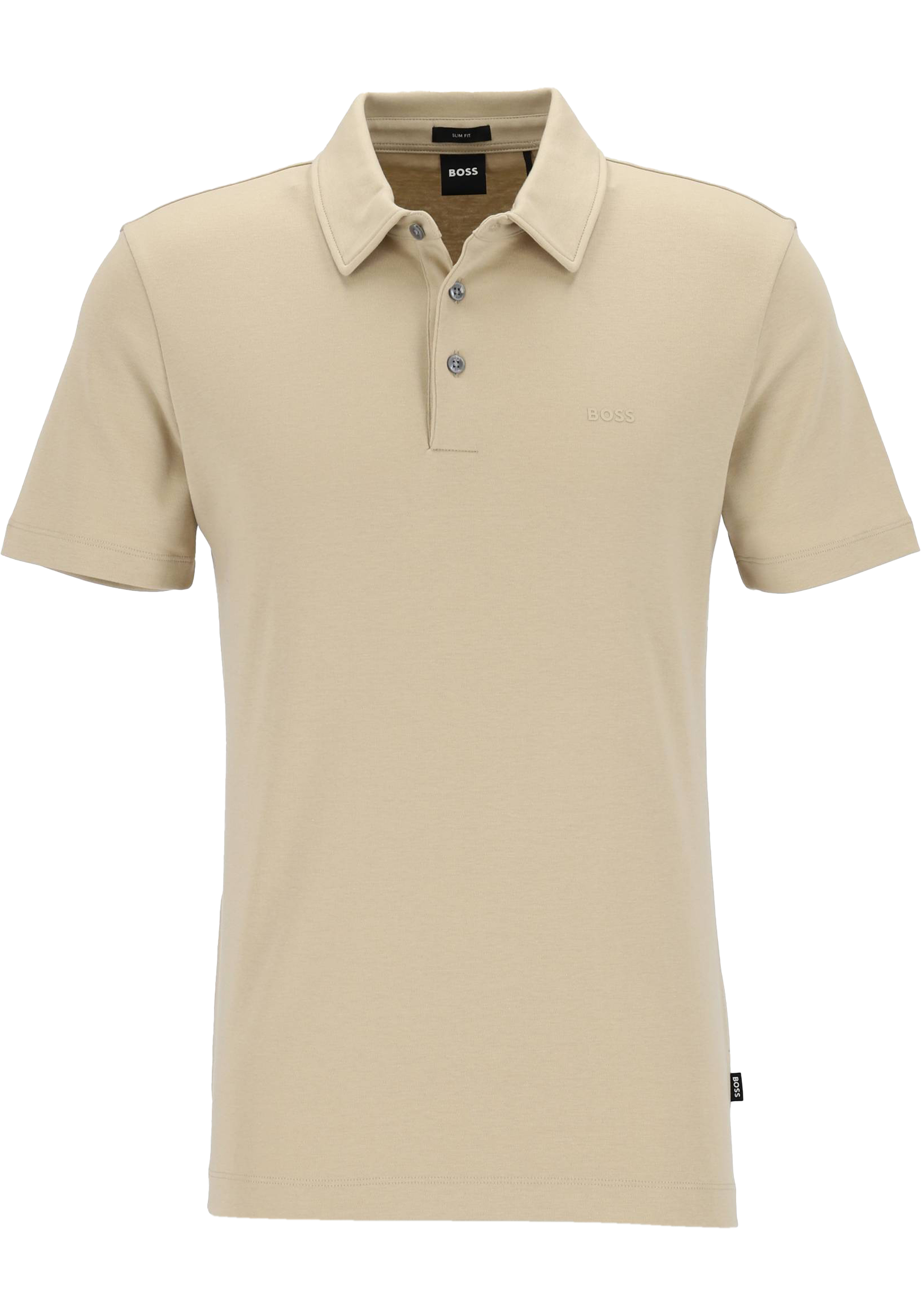 BOSS Palosh slim fit heren polo, pique, licht beige