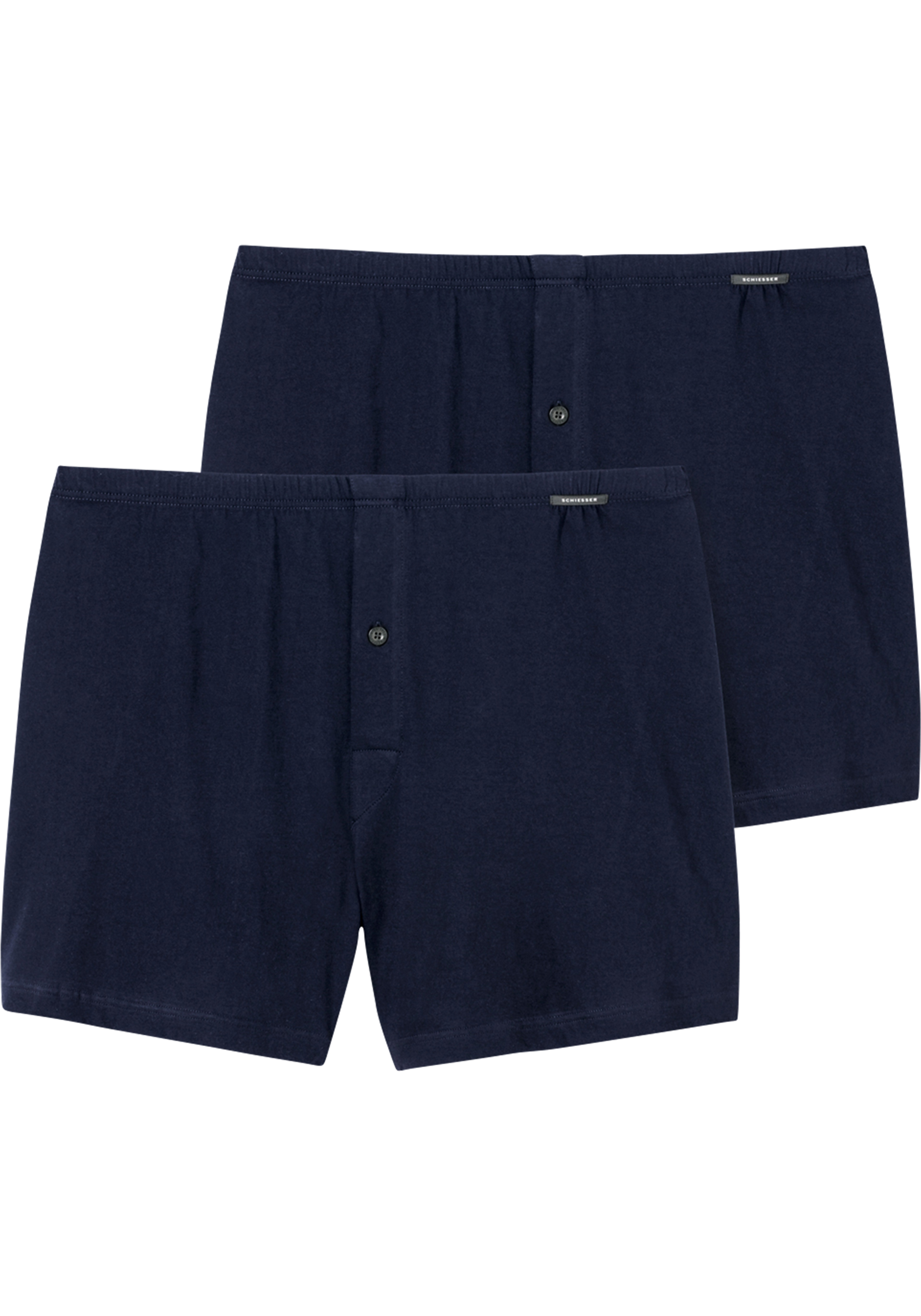 SCHIESSER Cotton Essentials boxershorts wijd (2-pack), tricot, donkerblauw