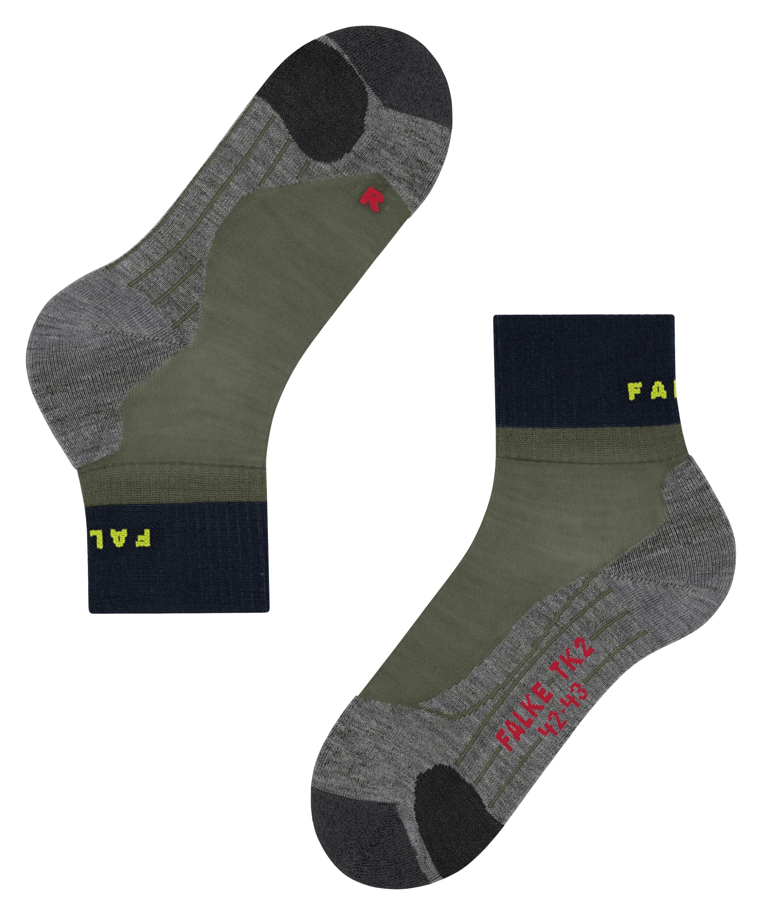 FALKE TK2 Explore Short heren trekking sokken kort, groen (herb)