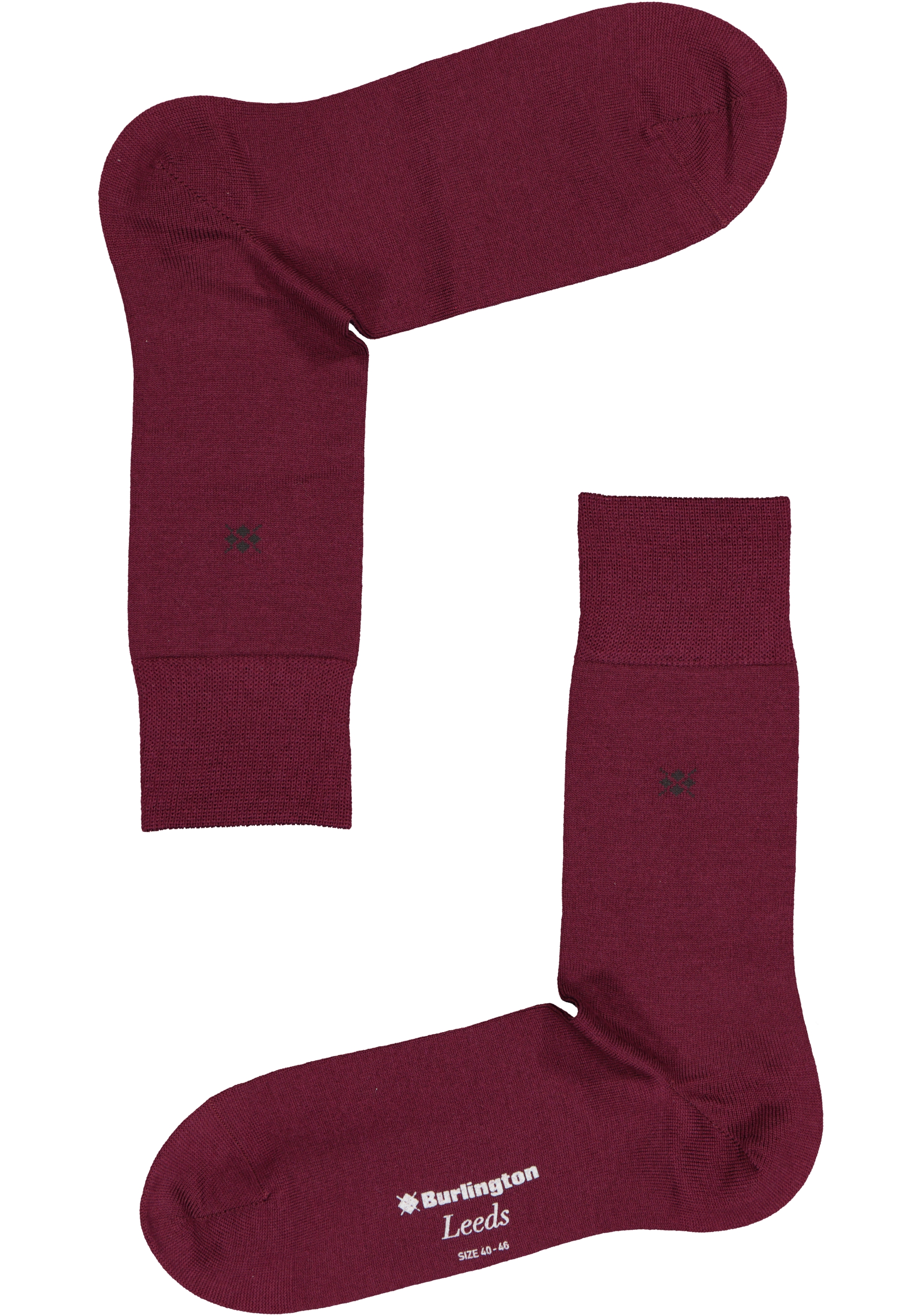 Burlington Leeds herensokken, wol, merlot donkerrood