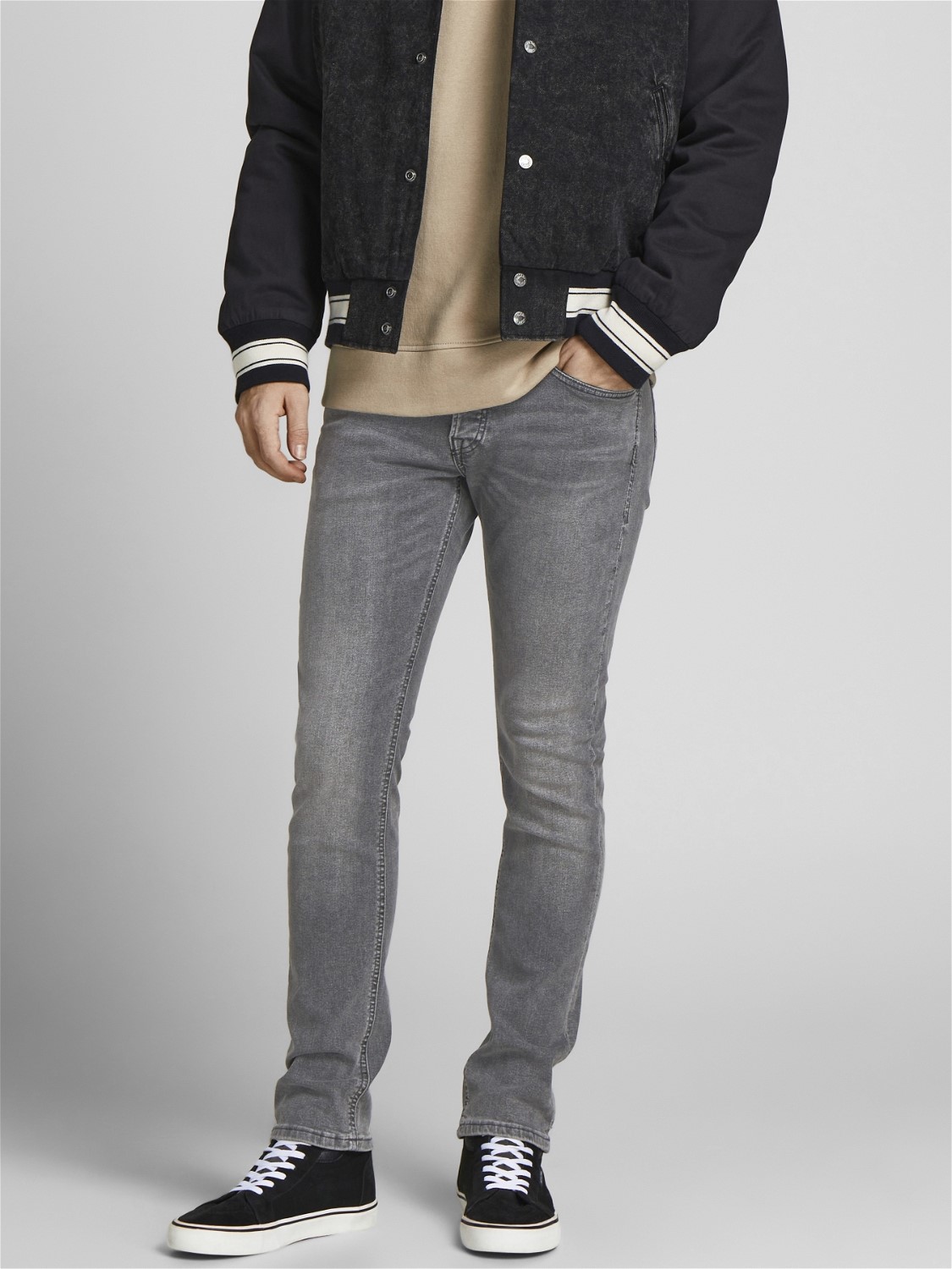JACK & JONES Glenn Original loose fit, heren jeans, grijs denim