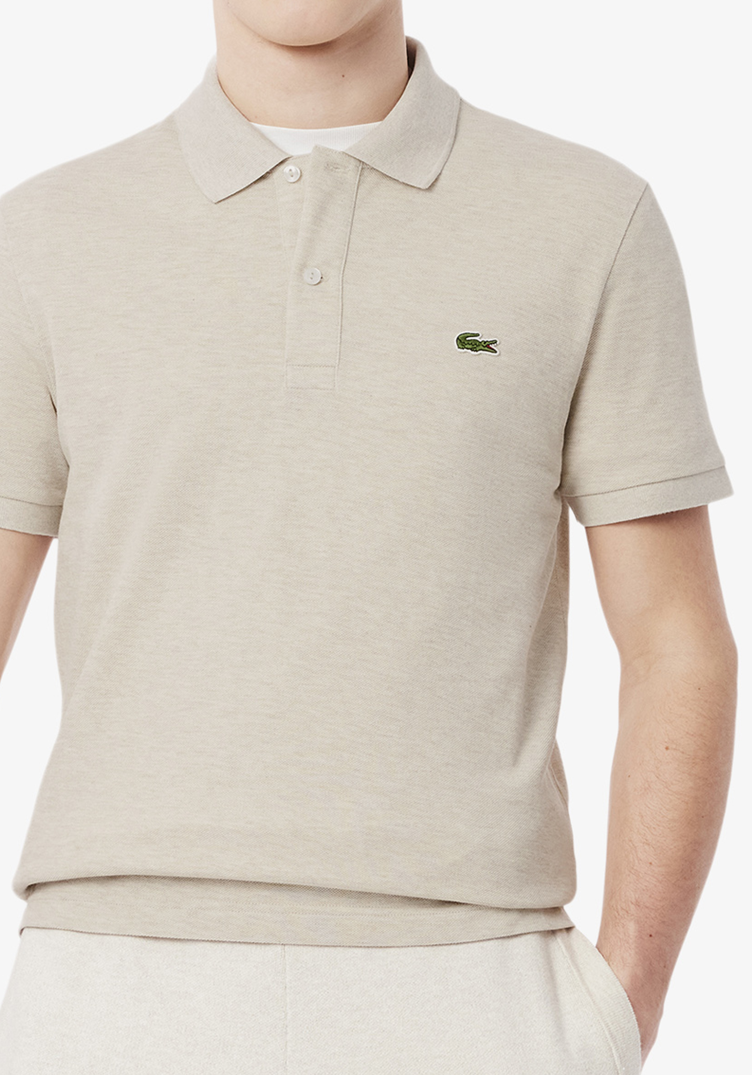 Lacoste Slim Fit polo, grijs beige