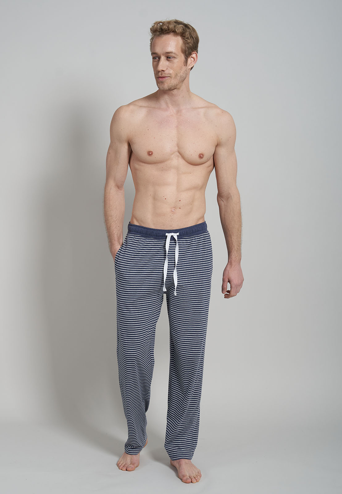 Ceceba heren pyjama- of loungebroek, blauw melange