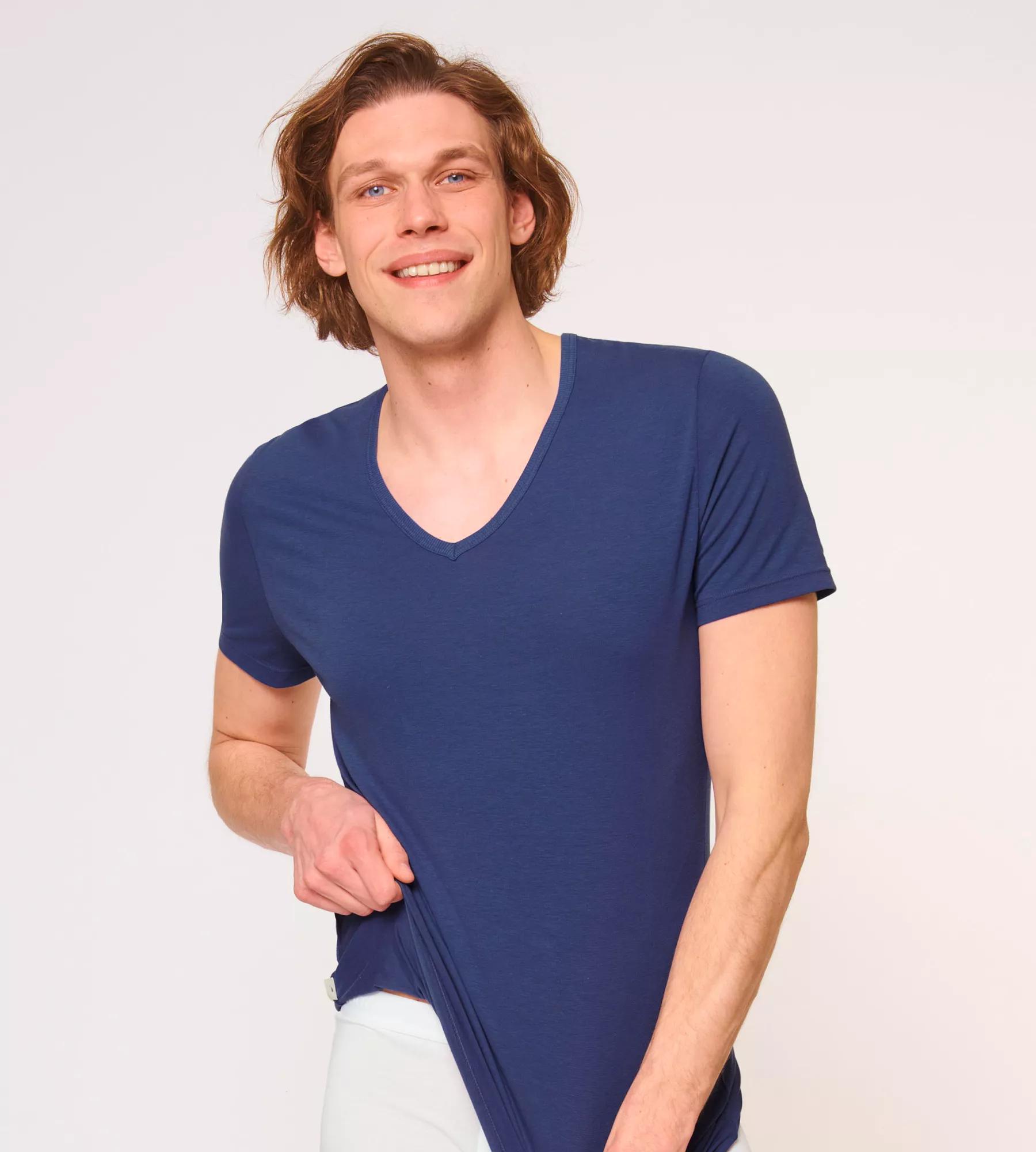 Sloggi Men GO Shirt V-Neck Slim Fit, heren T-shirt met een V-hals (1-pack), blauw