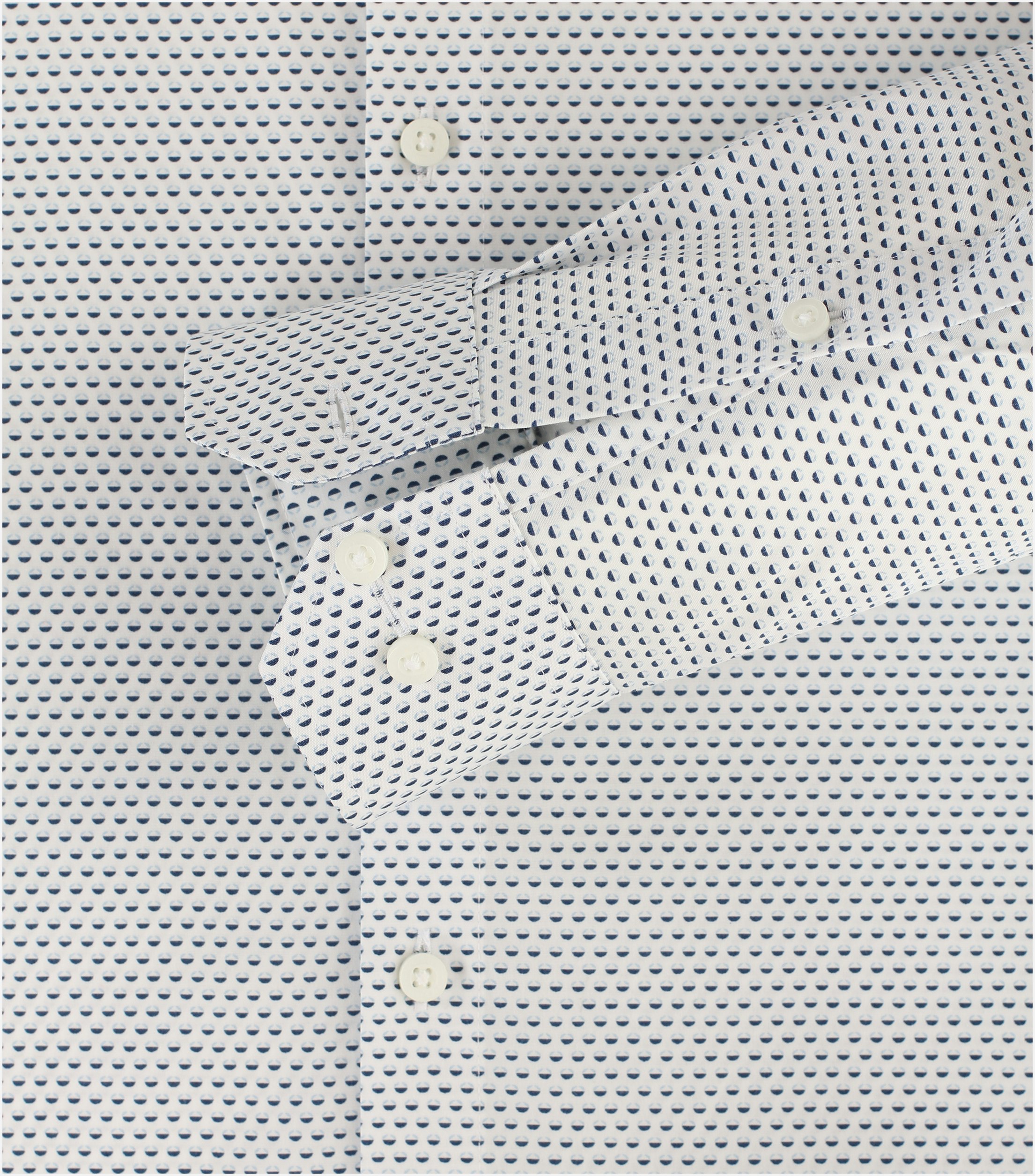 Redmond slim fit overhemd, popeline, wit met blauw dessin