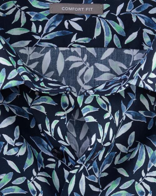 OLYMP Luxor comfort fit overhemd, korte mouw, popeline, lichtgroen dessin