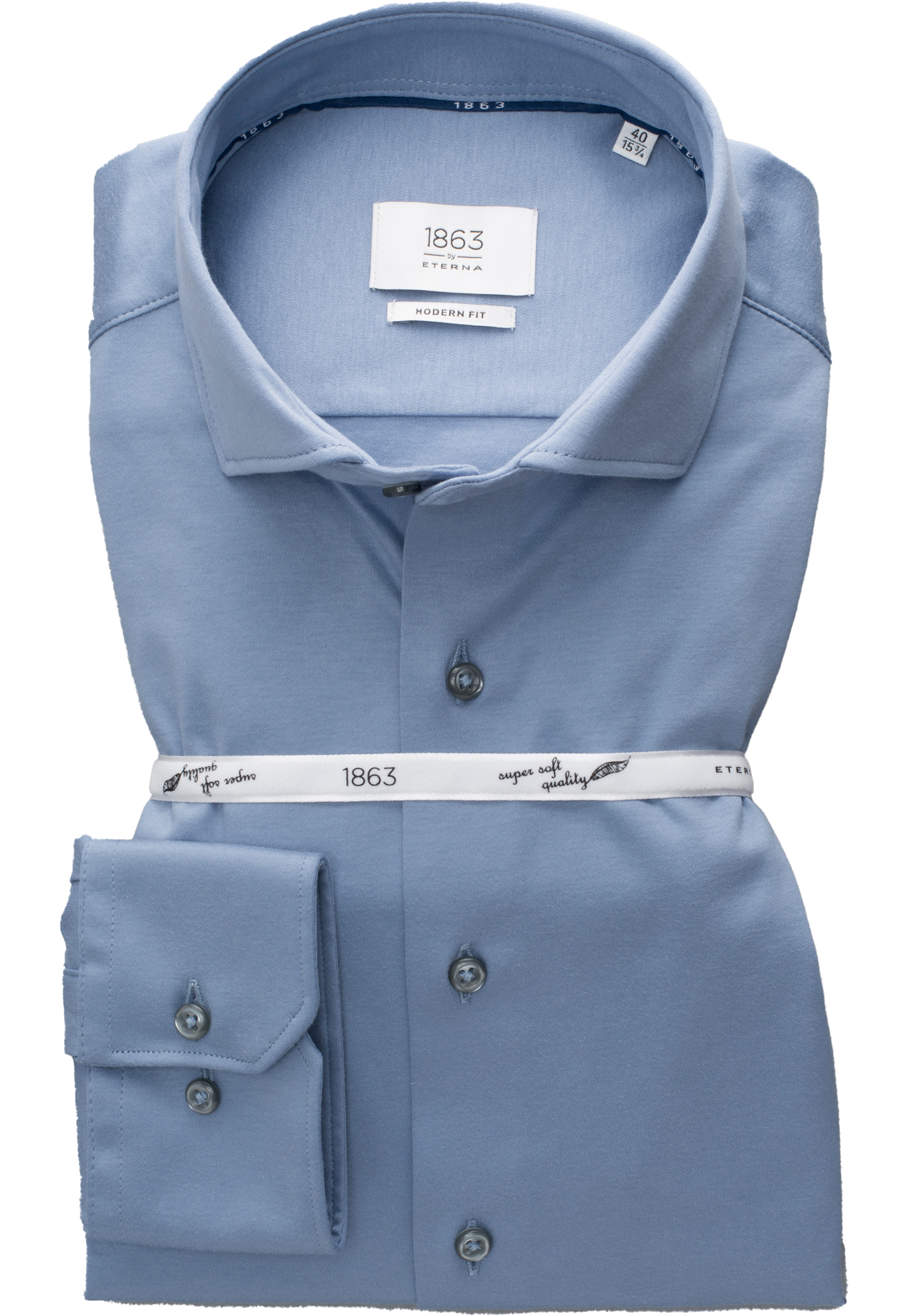 ETERNA modern fit overhemd, jersey, middenblauw