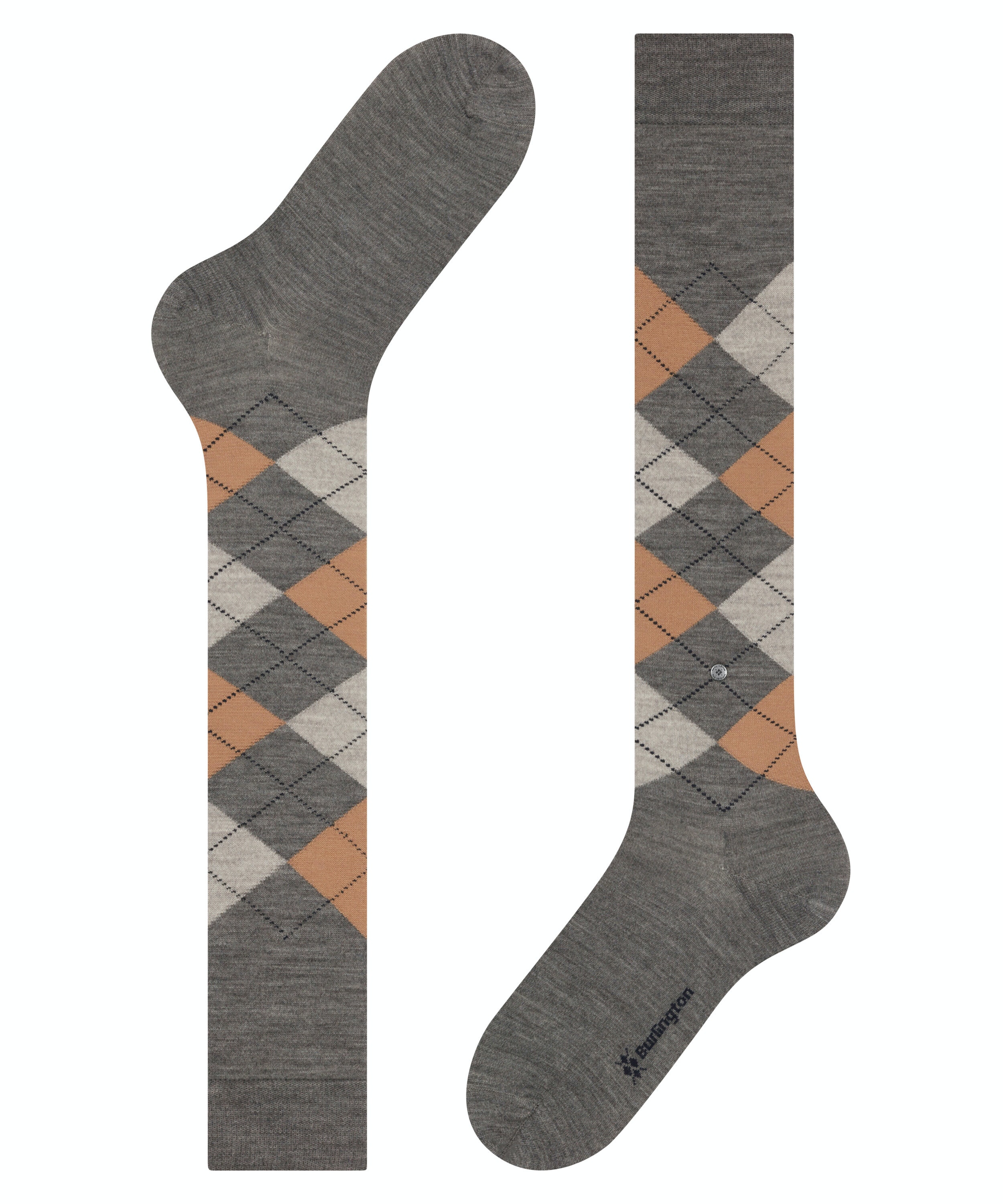 Burlington Edinburgh heren kniekousen, grijs (anthracite mel.)