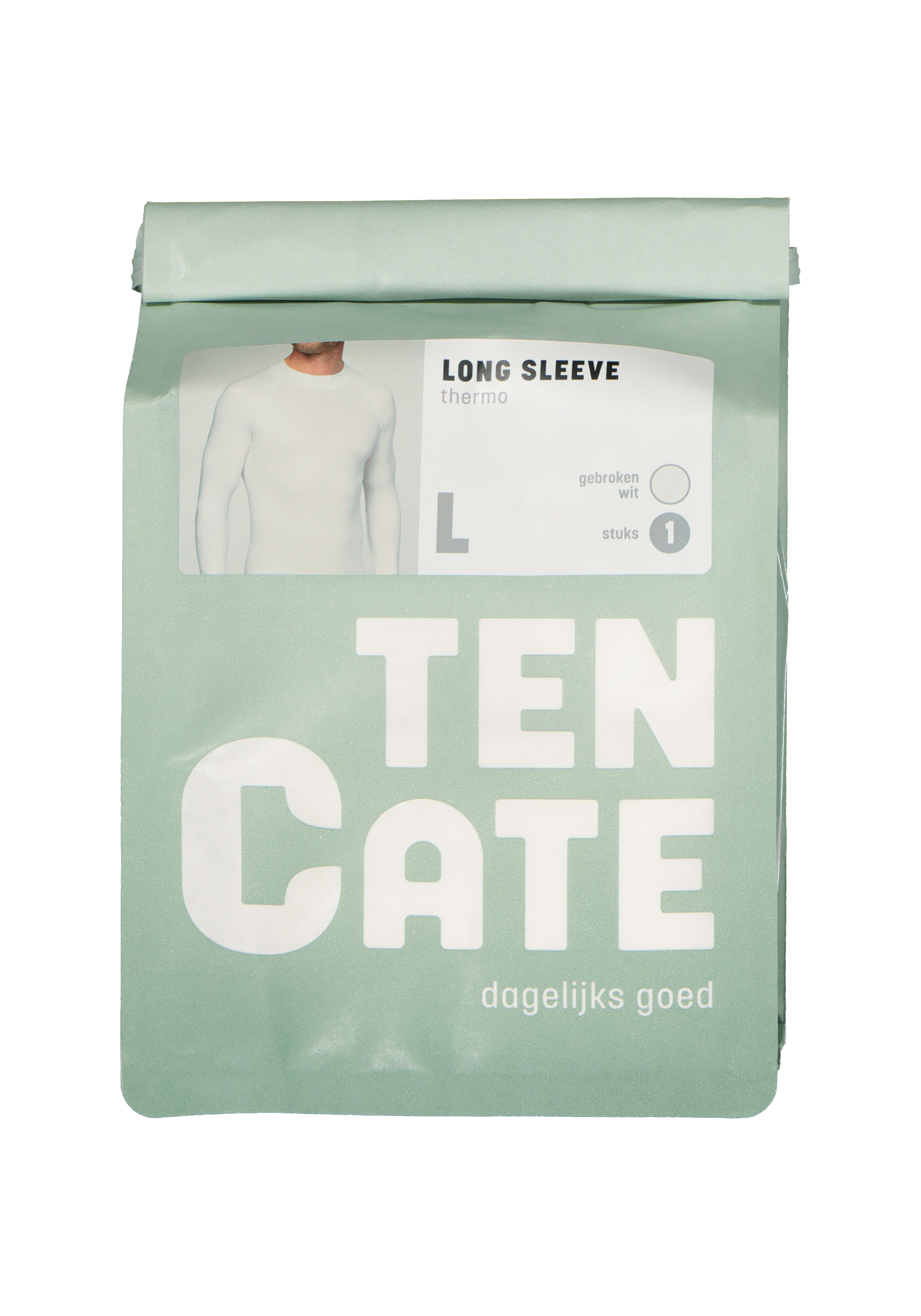 TEN CATE Thermo men long sleeve, heren thermo T-shirt lange mouw en O-hals, wit