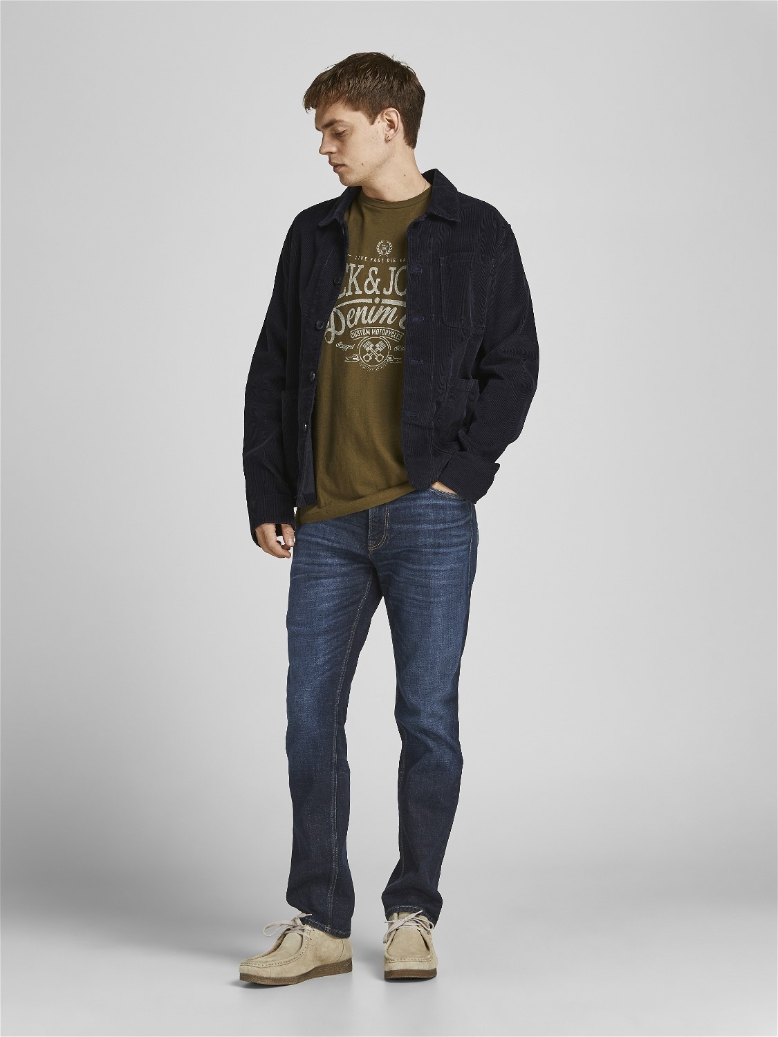 JACK & JONES Clark Original Jos regular fit, heren jeans, denimblauw
