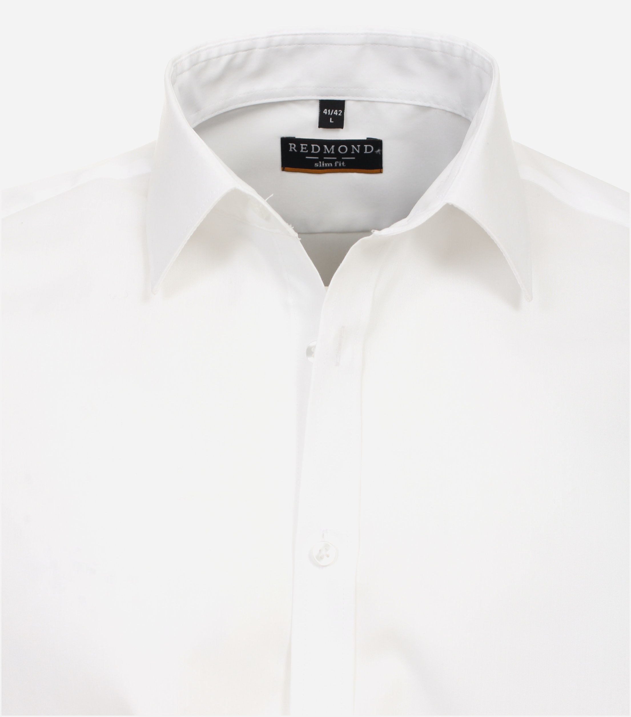 Redmond slim fit overhemd, korte mouw, popeline, wit