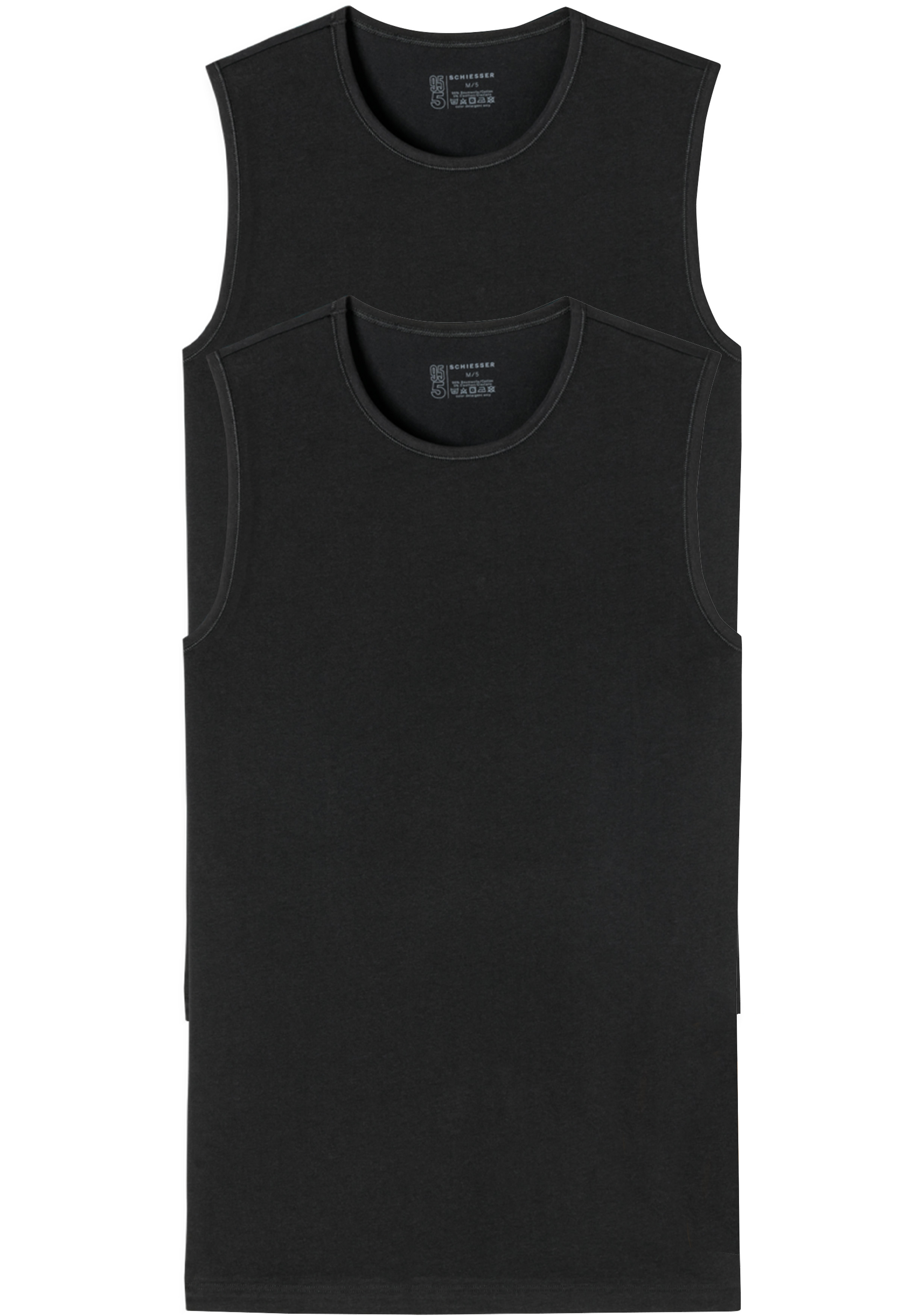 SCHIESSER 95/5 tanktops (2-pack), O-hals, zwart