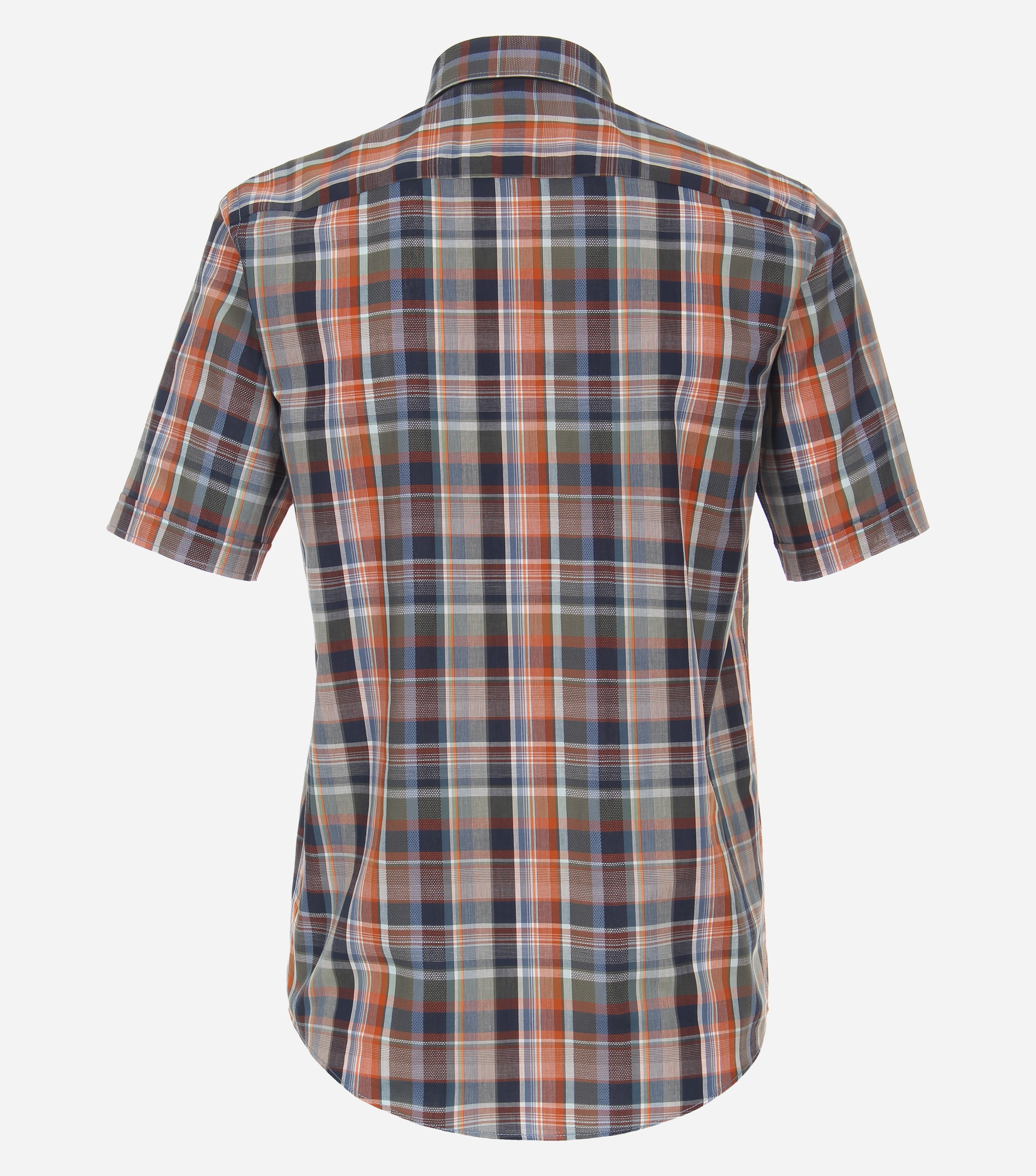 CASA MODA Sport casual fit overhemd, korte mouw, dobby, oranje geruit