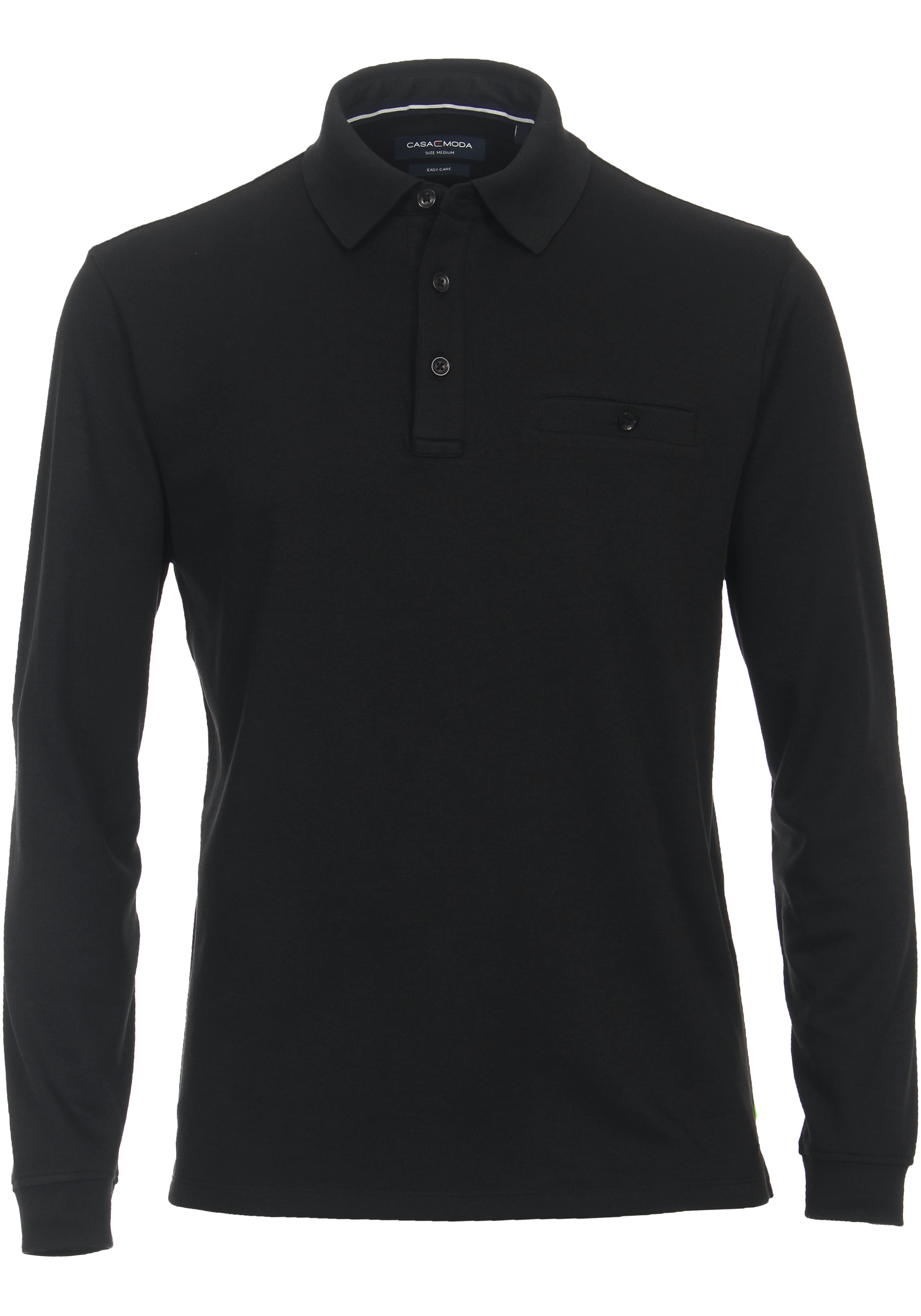 CASA MODA comfort fit polo lange mouw, zwart