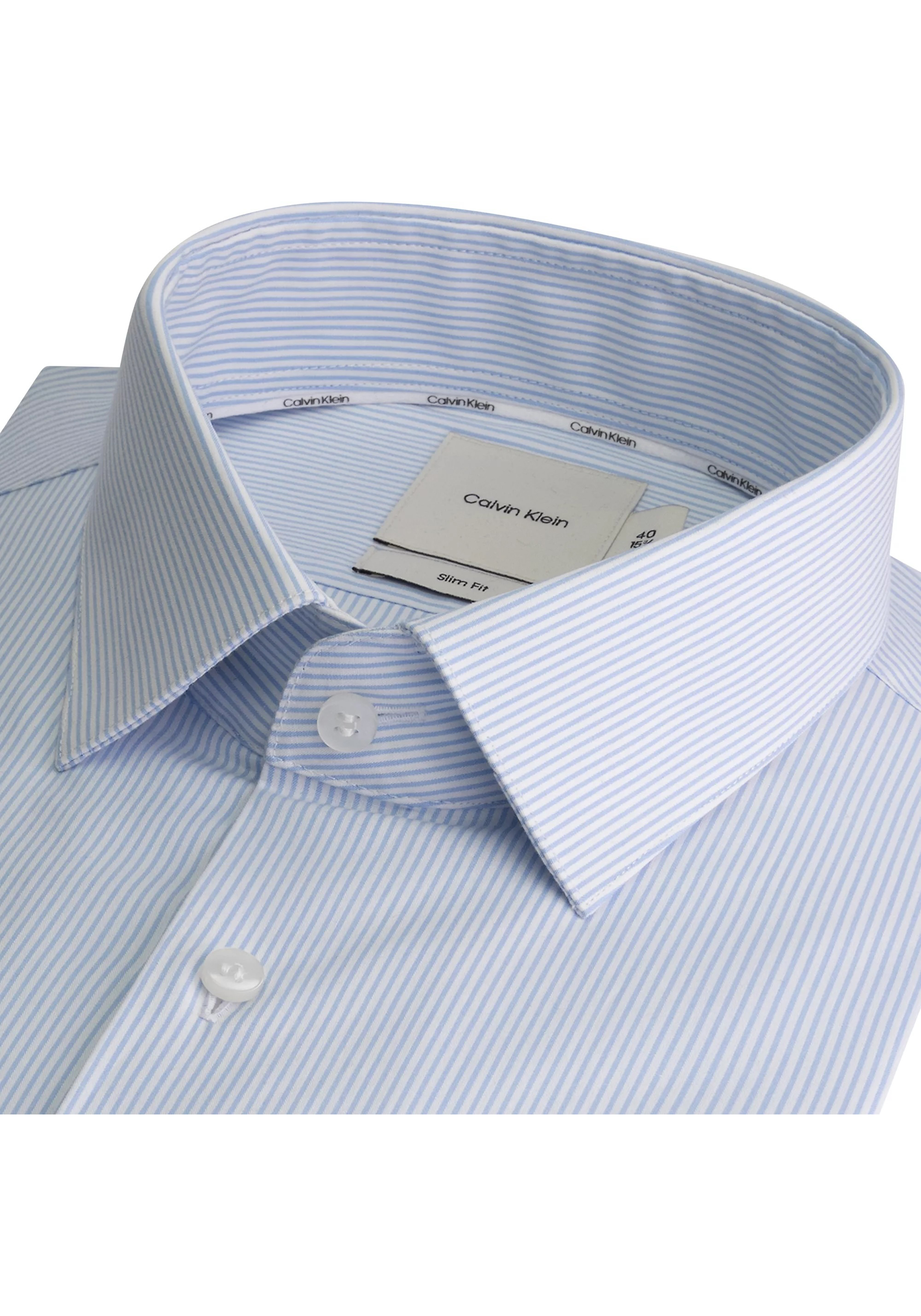 Calvin Klein slim fit overhemd, popeline, lichtblauw gestreept
