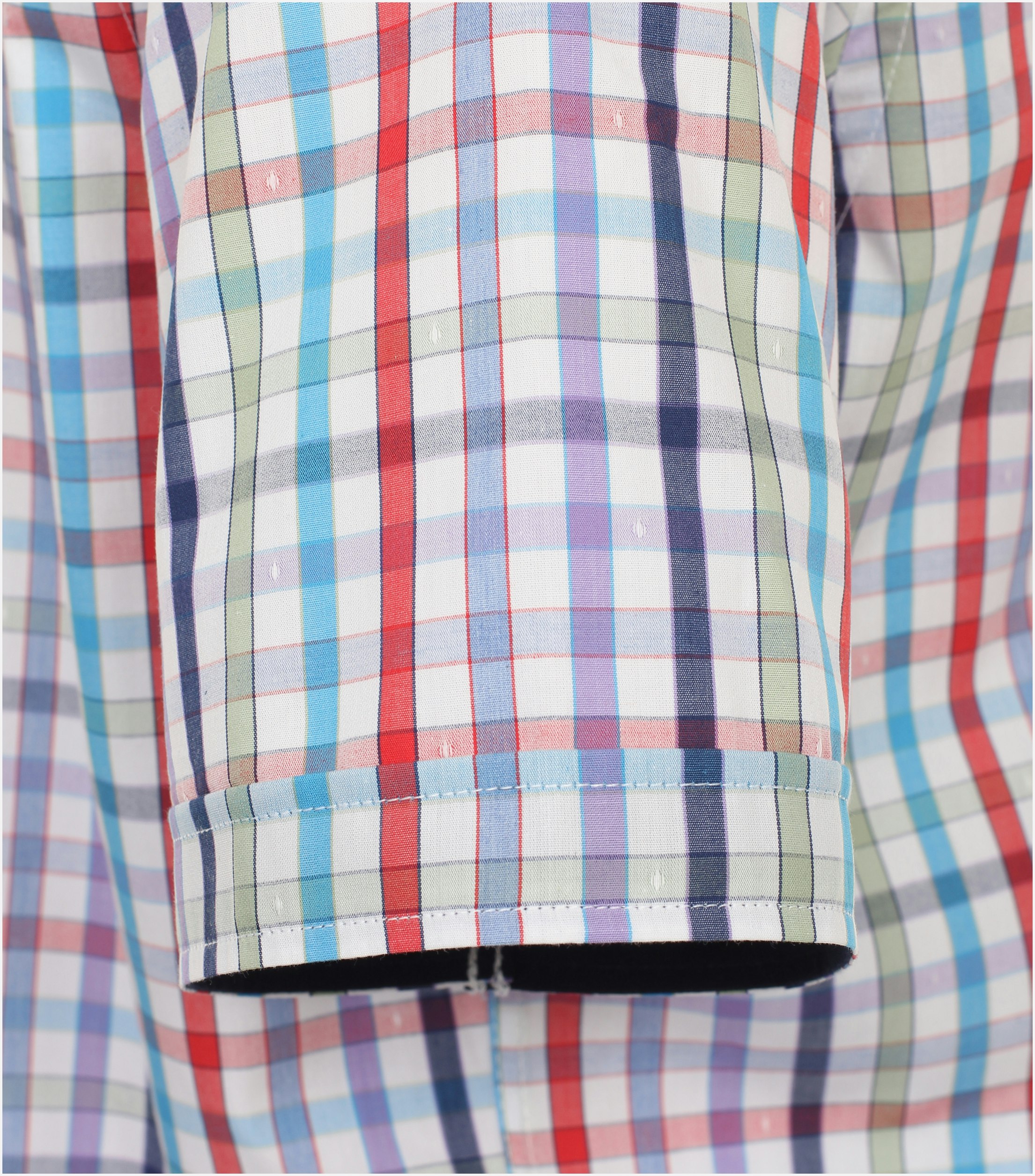 Redmond comfort fit overhemd, korte mouw, popeline, blauw geruit