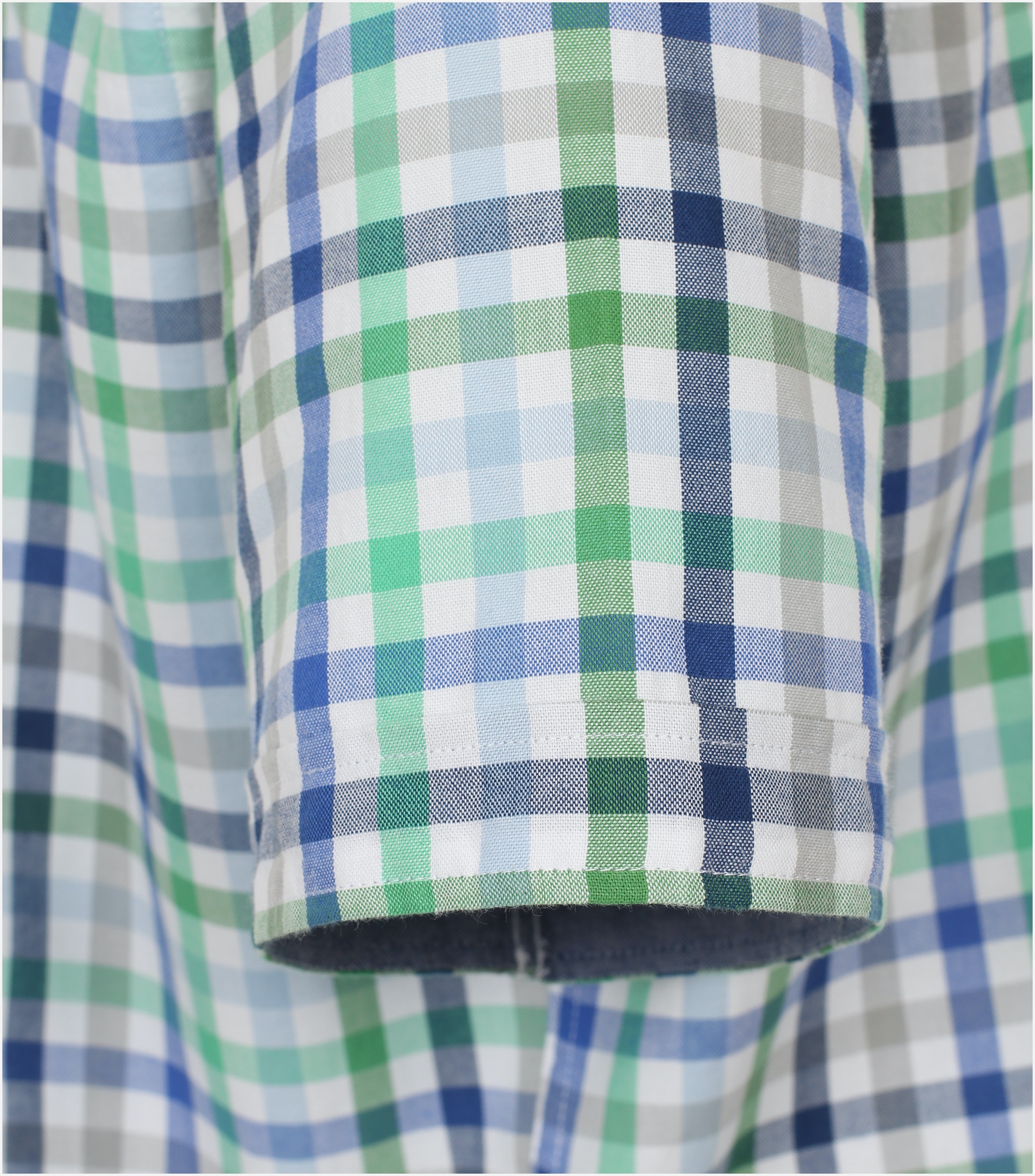 Redmond comfort fit overhemd, korte mouw, popeline, groen geruit