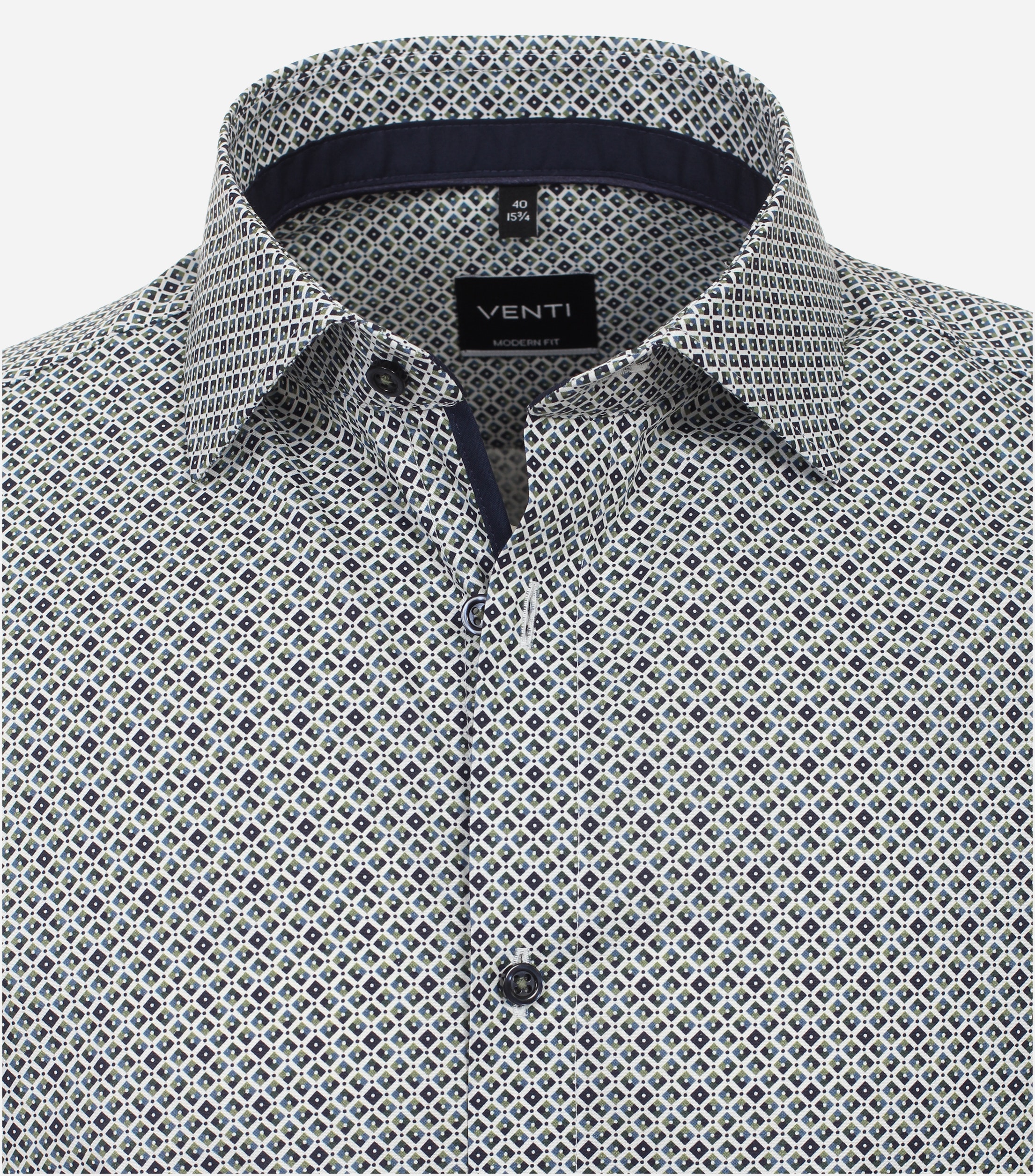 VENTI modern fit overhemd, popeline, groen dessin