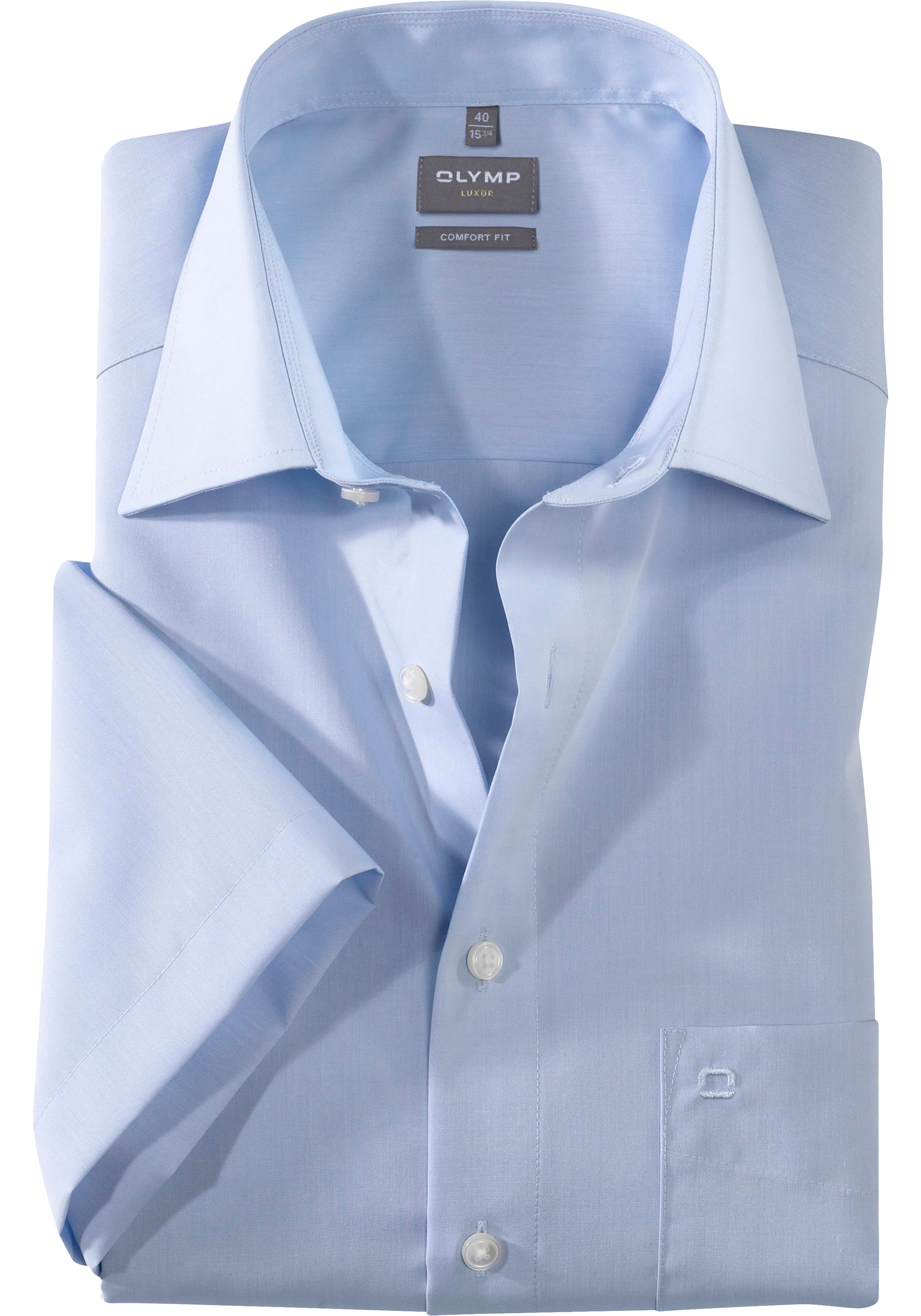 OLYMP Luxor comfort fit overhemd, korte mouw, popeline, bleu