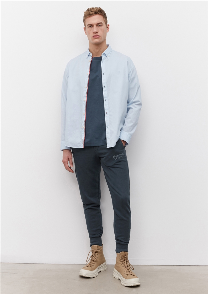 Marc O'Polo relaxed fit heren overhemd, structuur, lichtblauw
