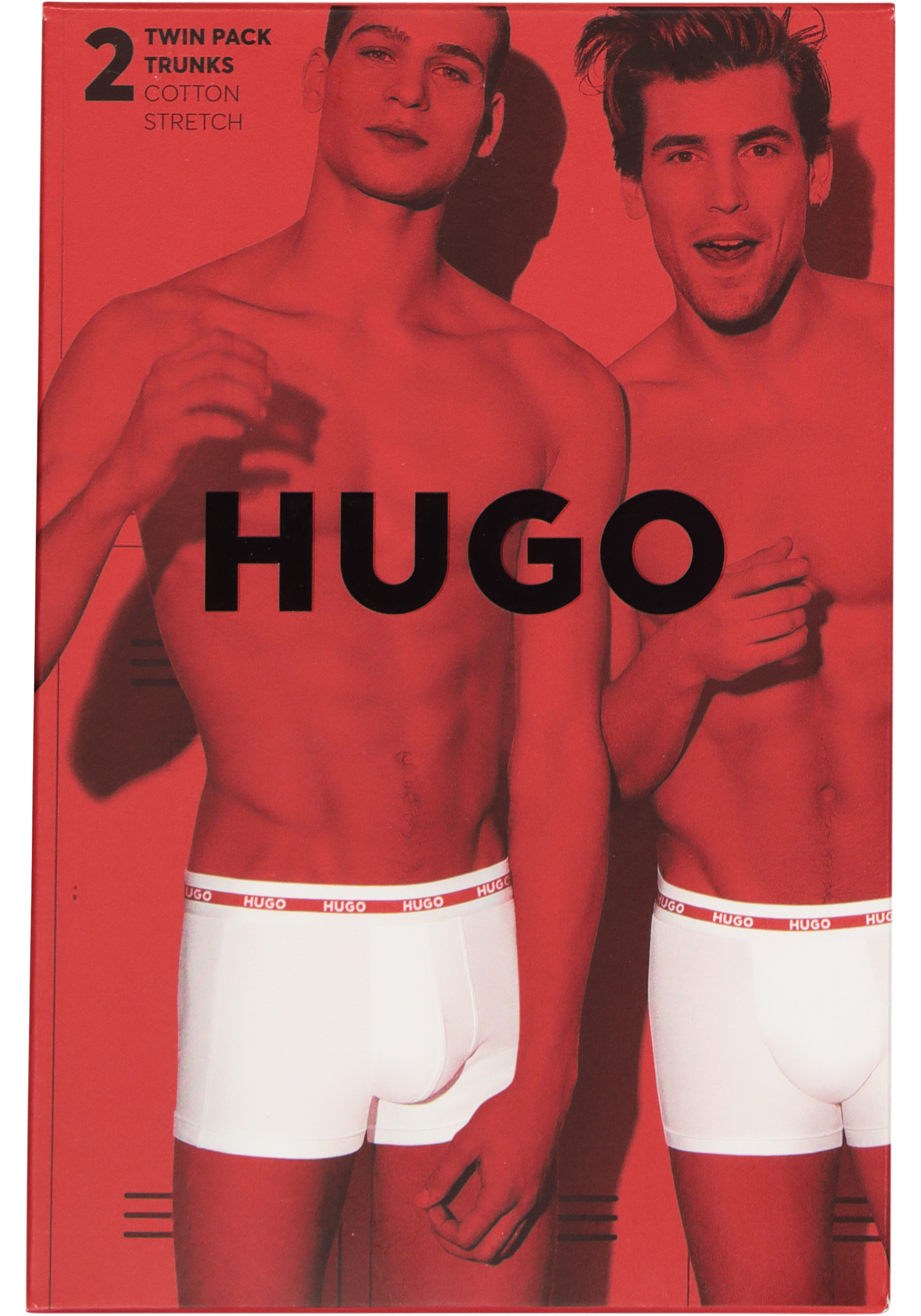 HUGO trunks (2-pack), heren boxers kort, wit