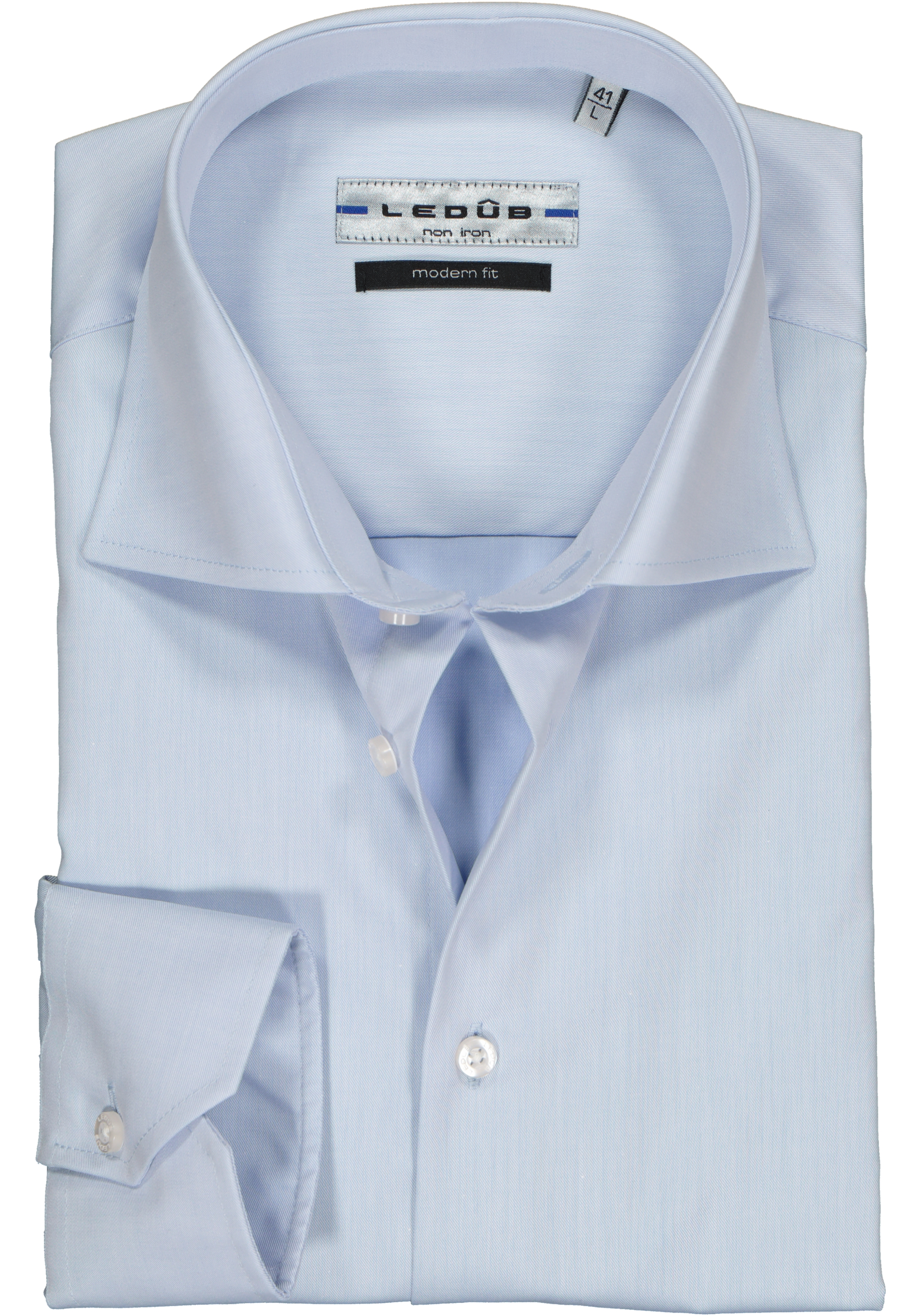 Ledub modern fit overhemd, lichtblauw twill 