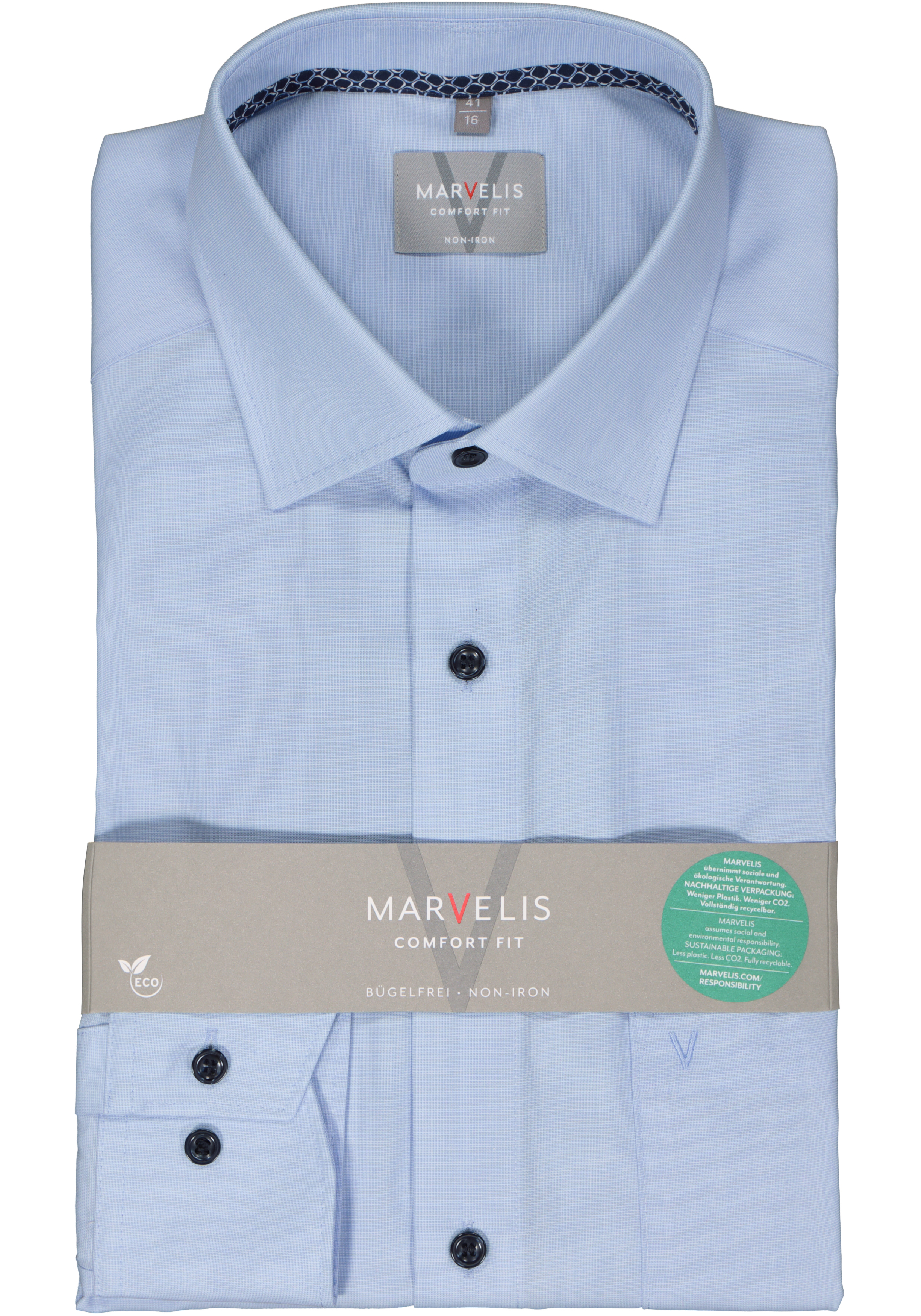 MARVELIS comfort fit overhemd, structuur, lichtblauw