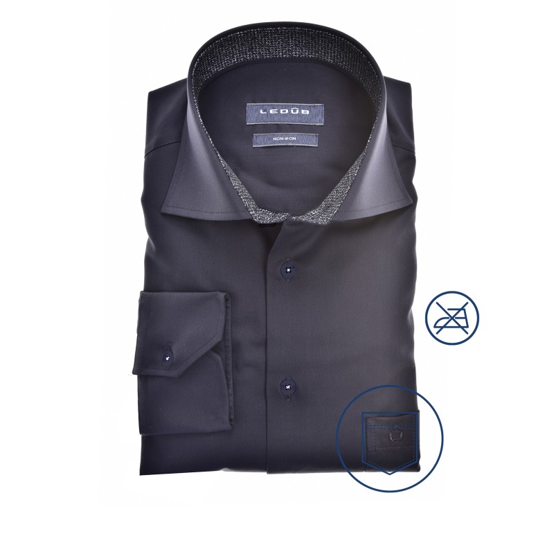 Ledub modern fit overhemd, donkerblauw