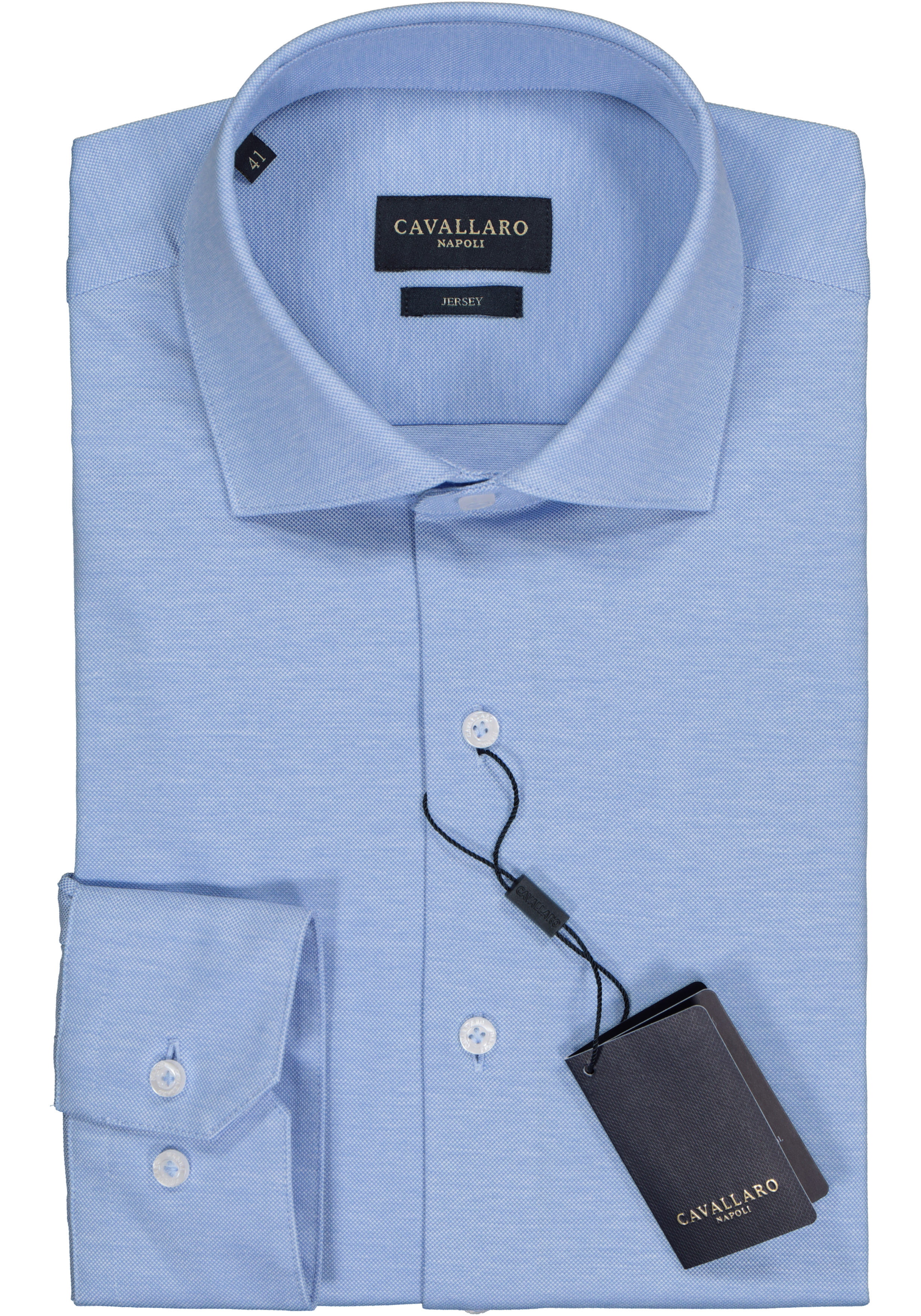 Cavallaro Napoli slim fit overhemd, tricot, lichtblauw
