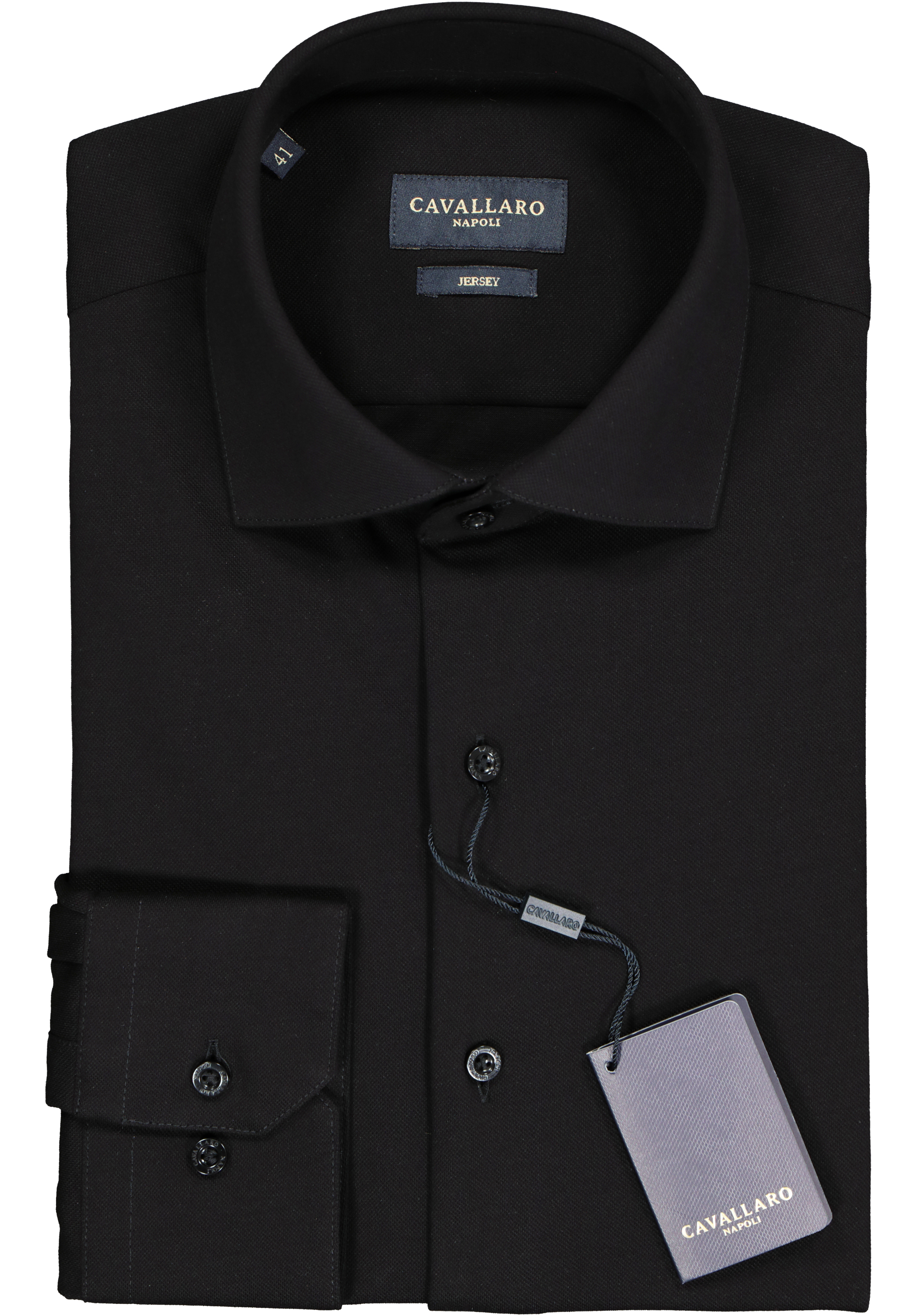 Cavallaro Napoli slim fit overhemd, tricot, zwart