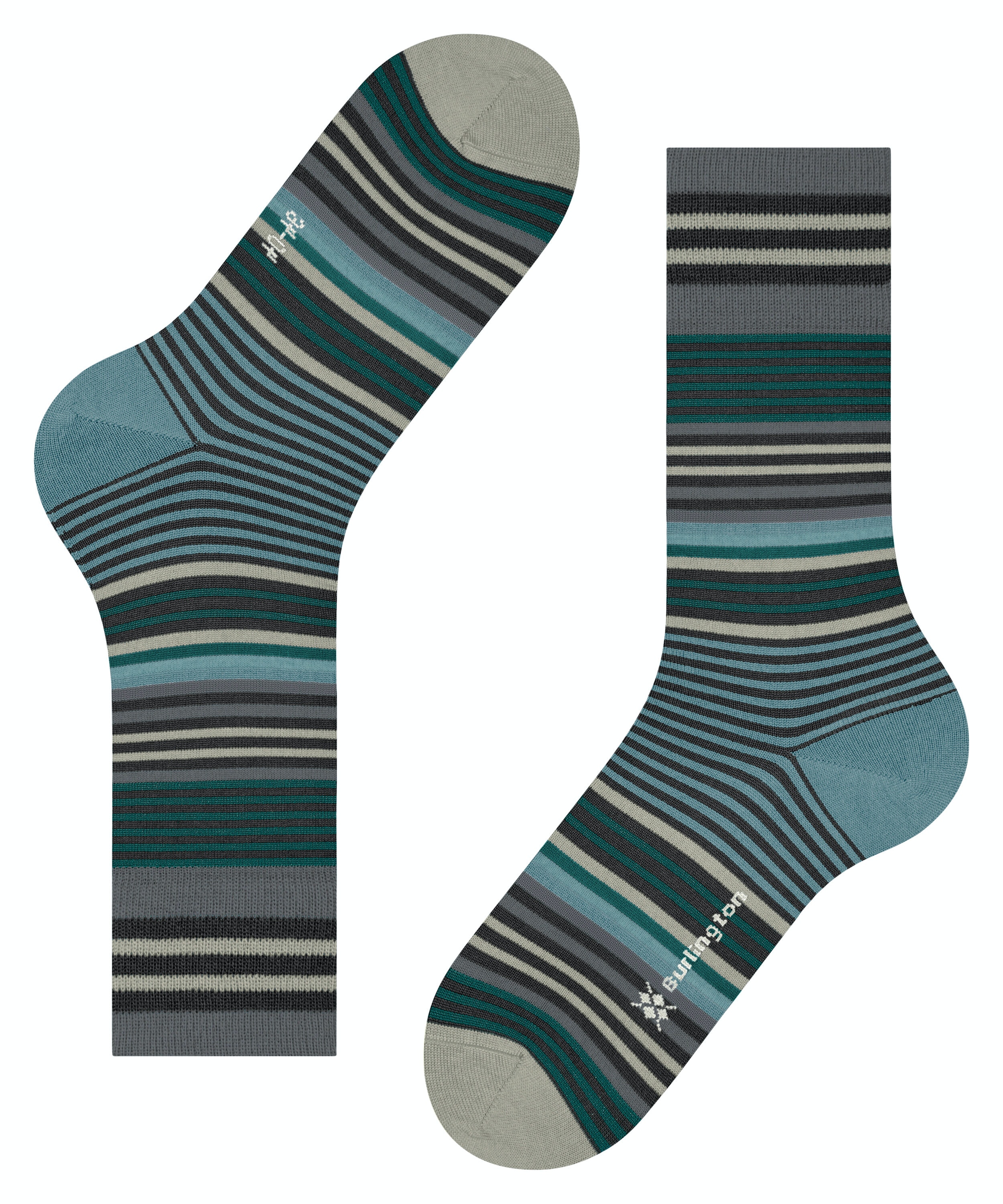 Burlington Stripe herensokken, zwart (black)