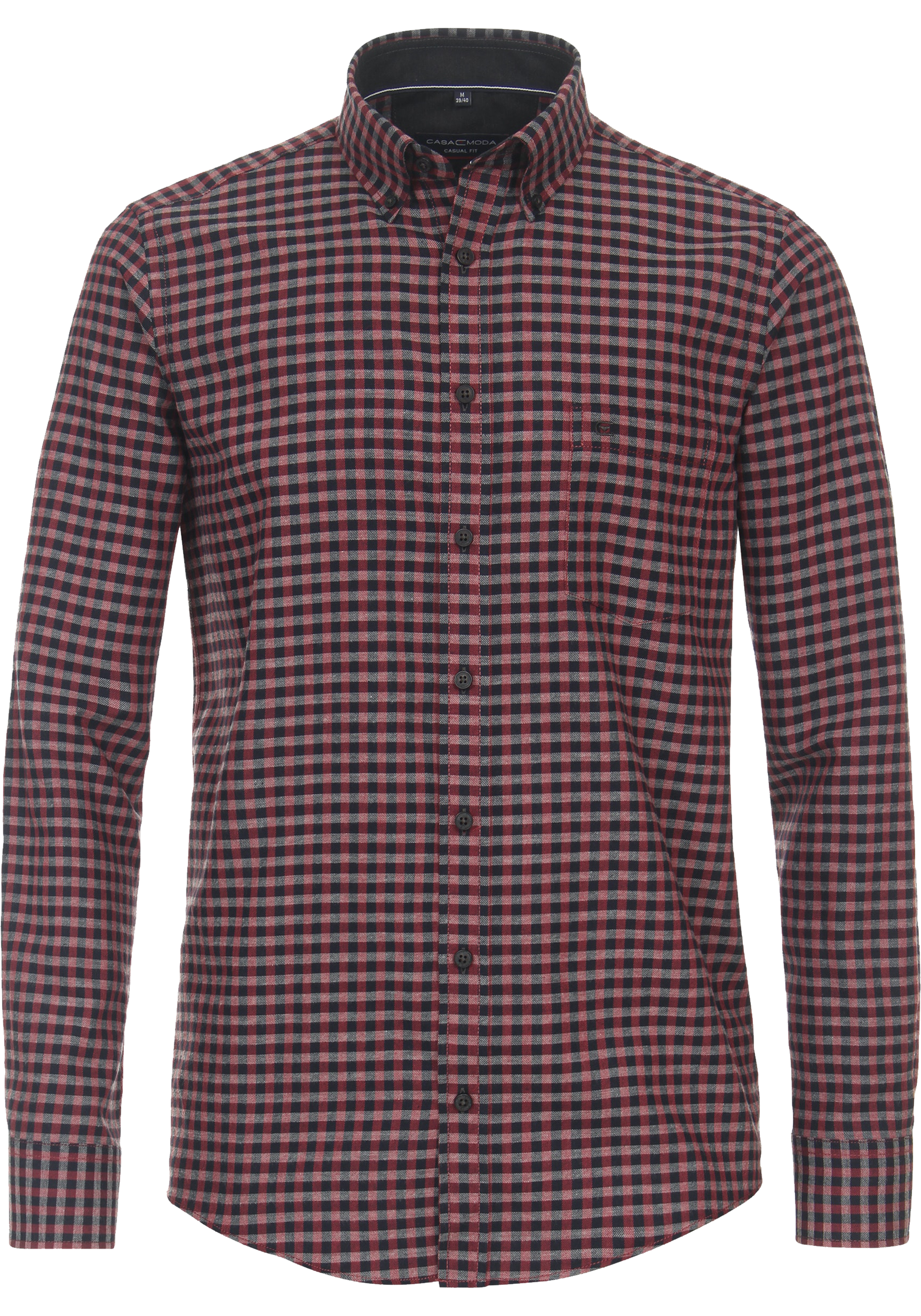 CASA MODA Sport casual fit overhemd, flanel, rood geruit