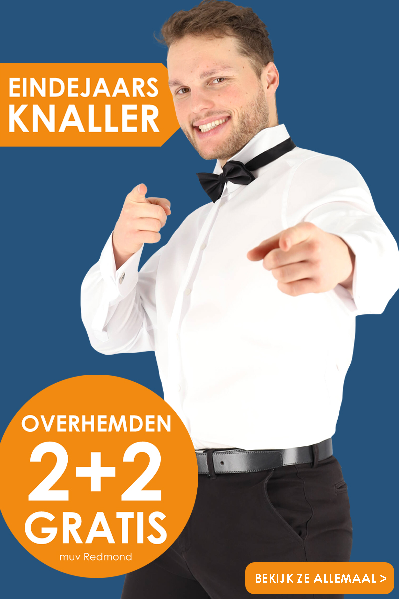 Eindejaars knallers bij HemdVoorHem, overhemden 2+2 gratis, bekijk ze allemaal!