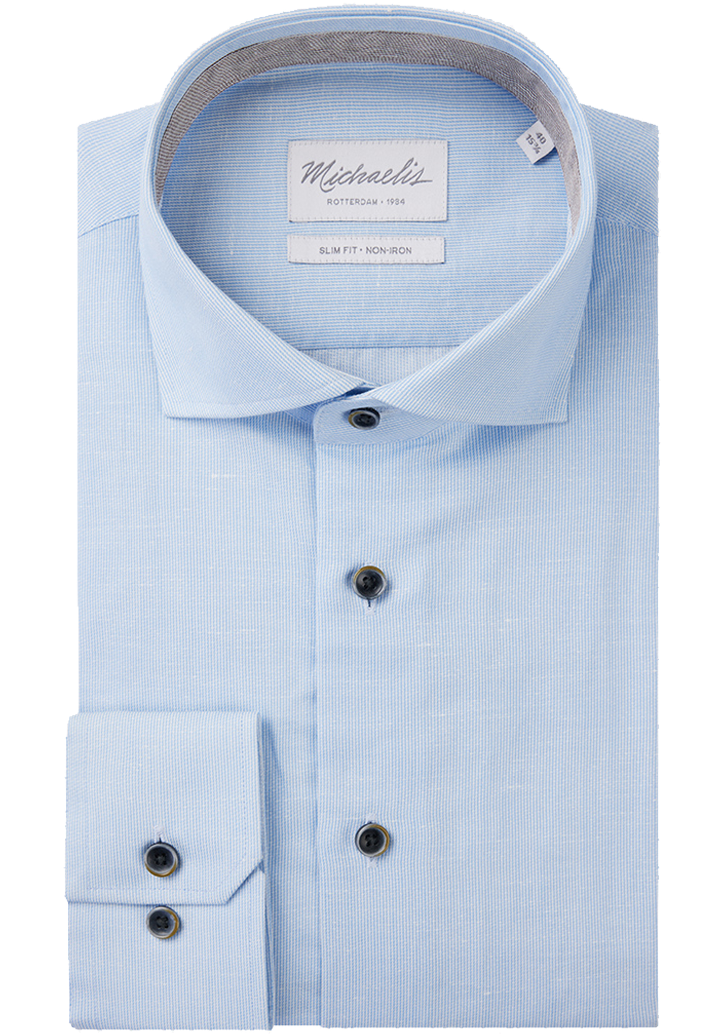 Michaelis slim fit heren overhemd, structuur, lichtblauw