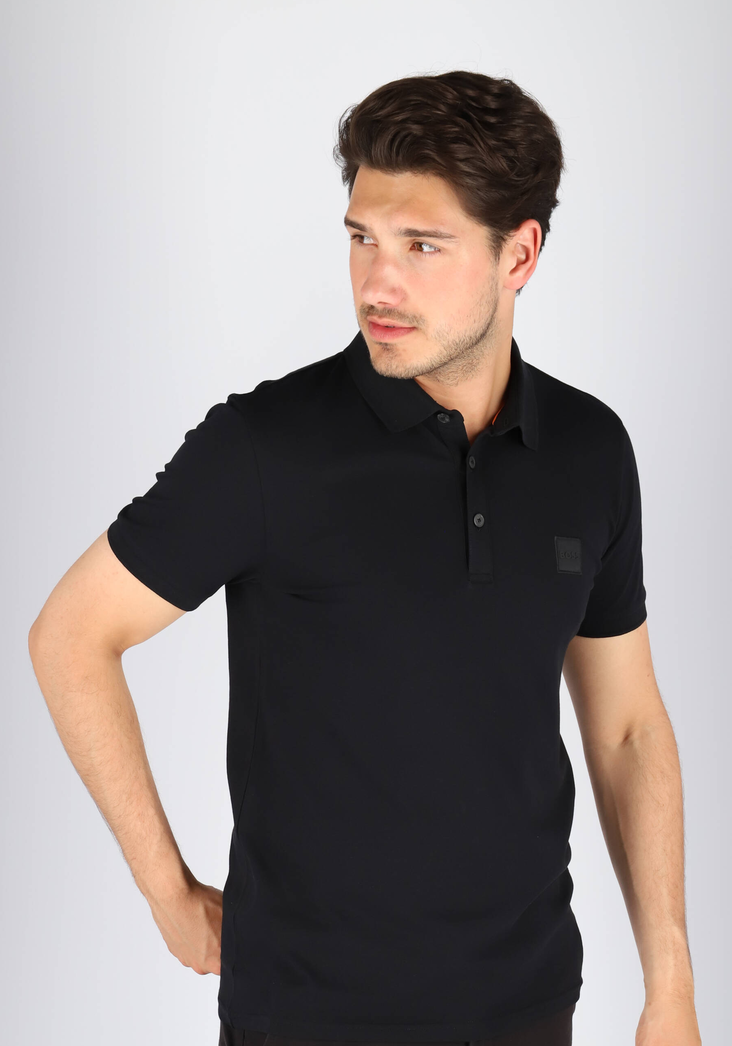HUGO BOSS Passenger slim fit polo, stretch heren polo korte mouw, zwart