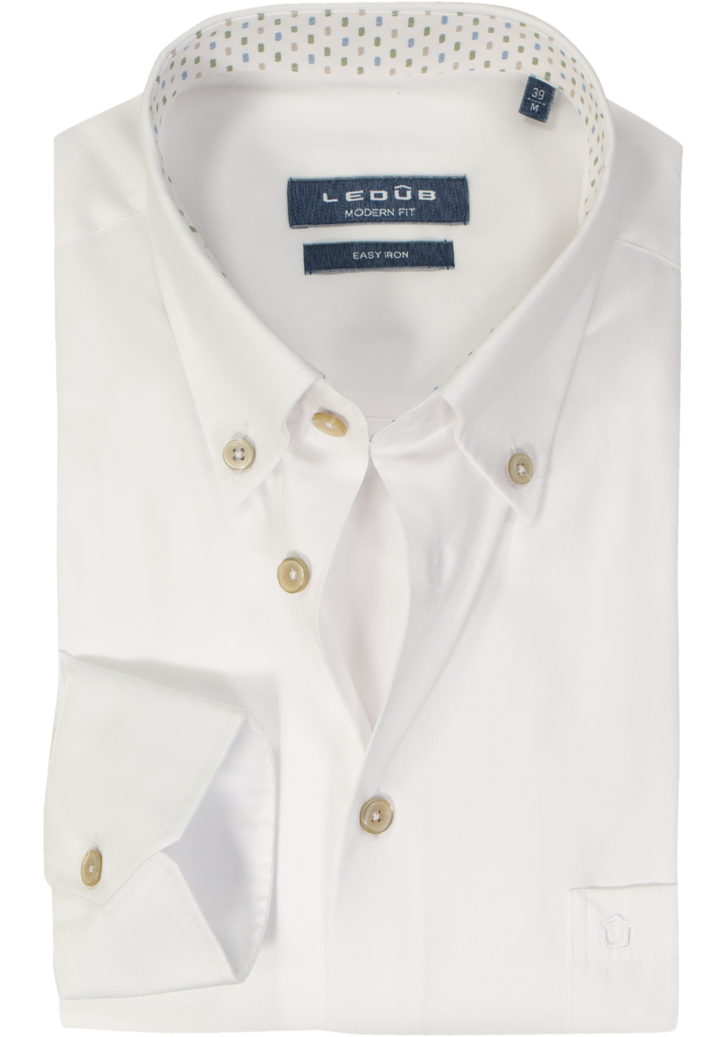 Ledub modern fit overhemd, popeline, wit