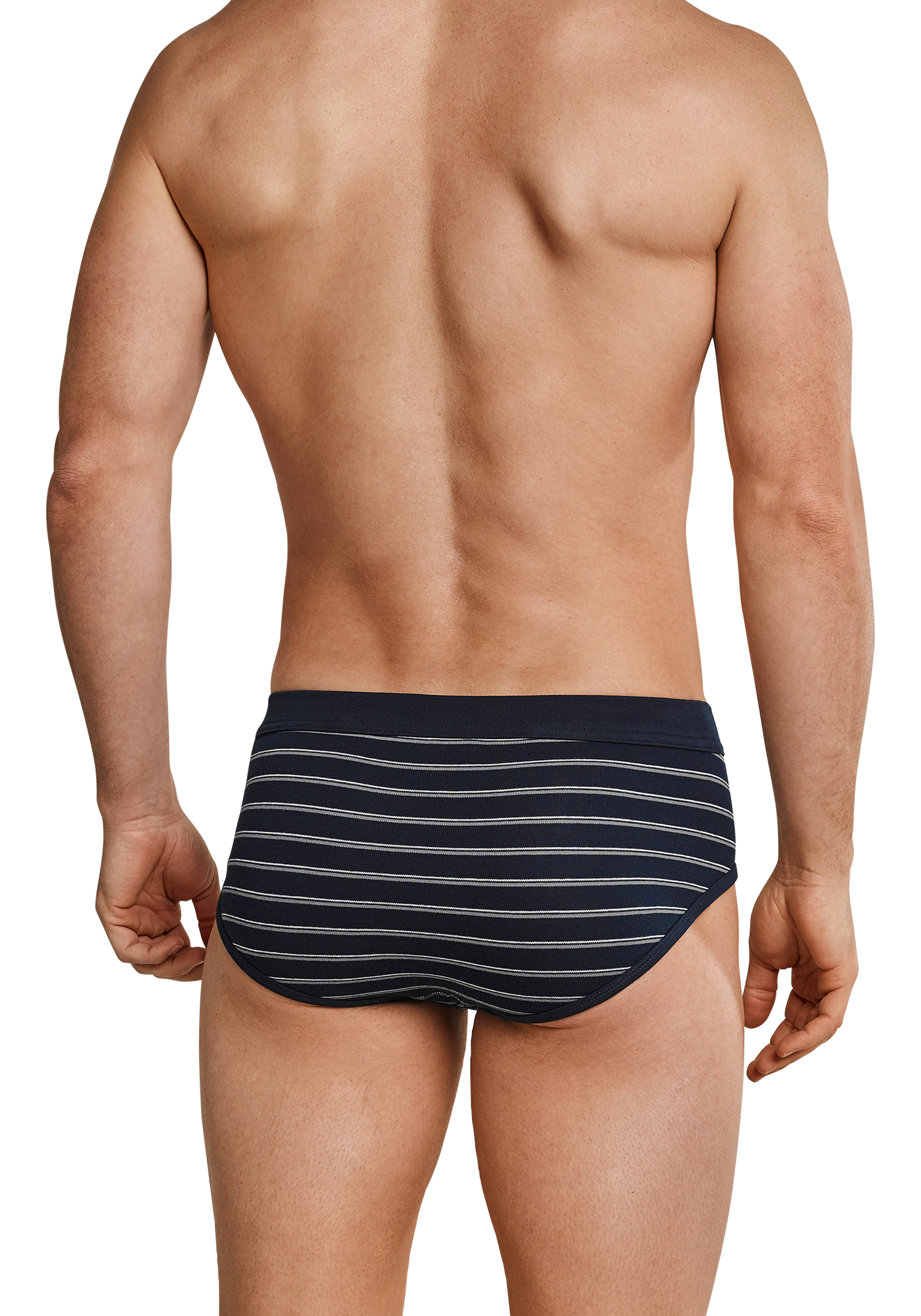 SCHIESSER Original Classics sportslips (2-pack), Feinripp met gulp, donkerblauw gestreept           
