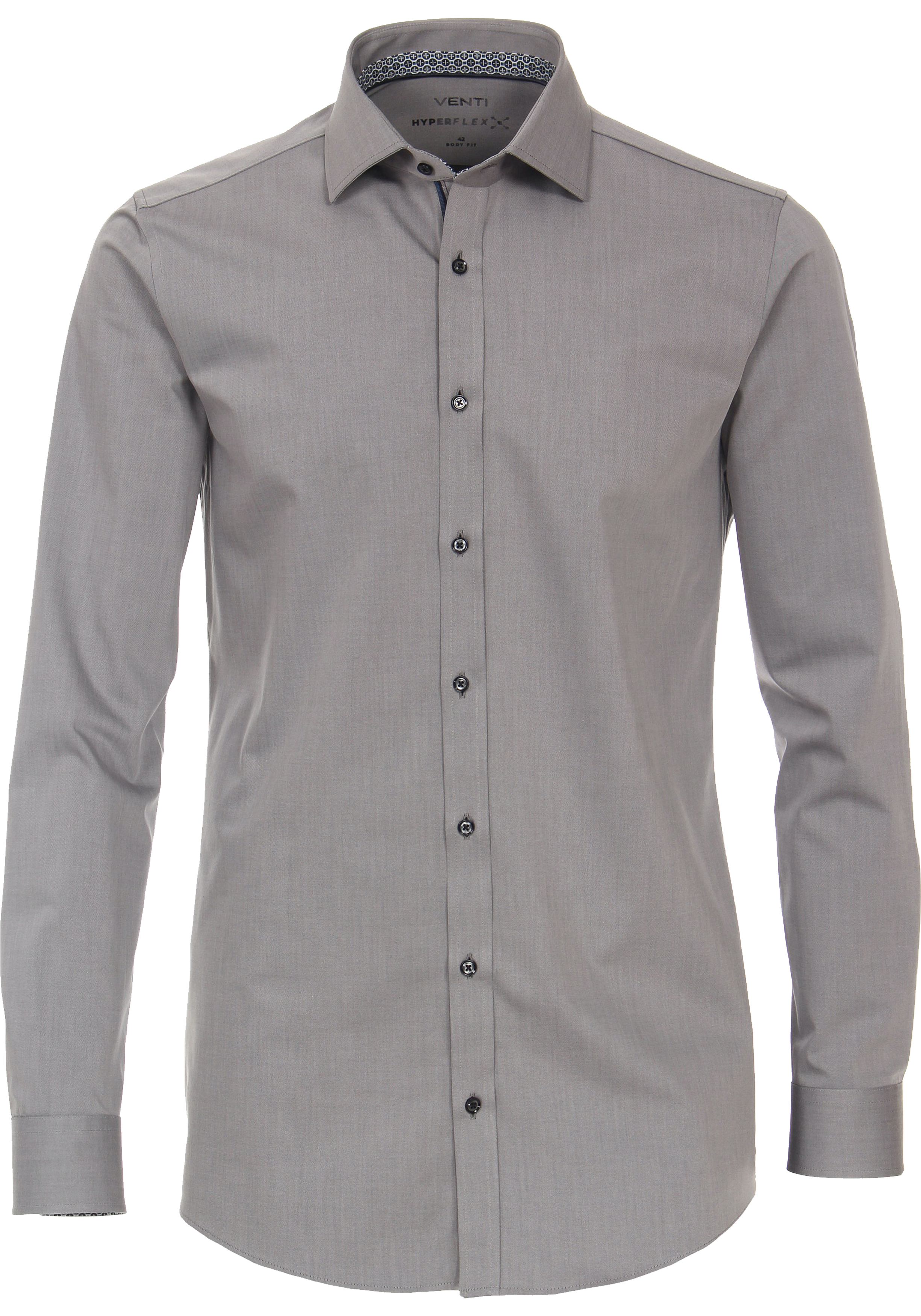 VENTI body fit overhemd, twill, grijs