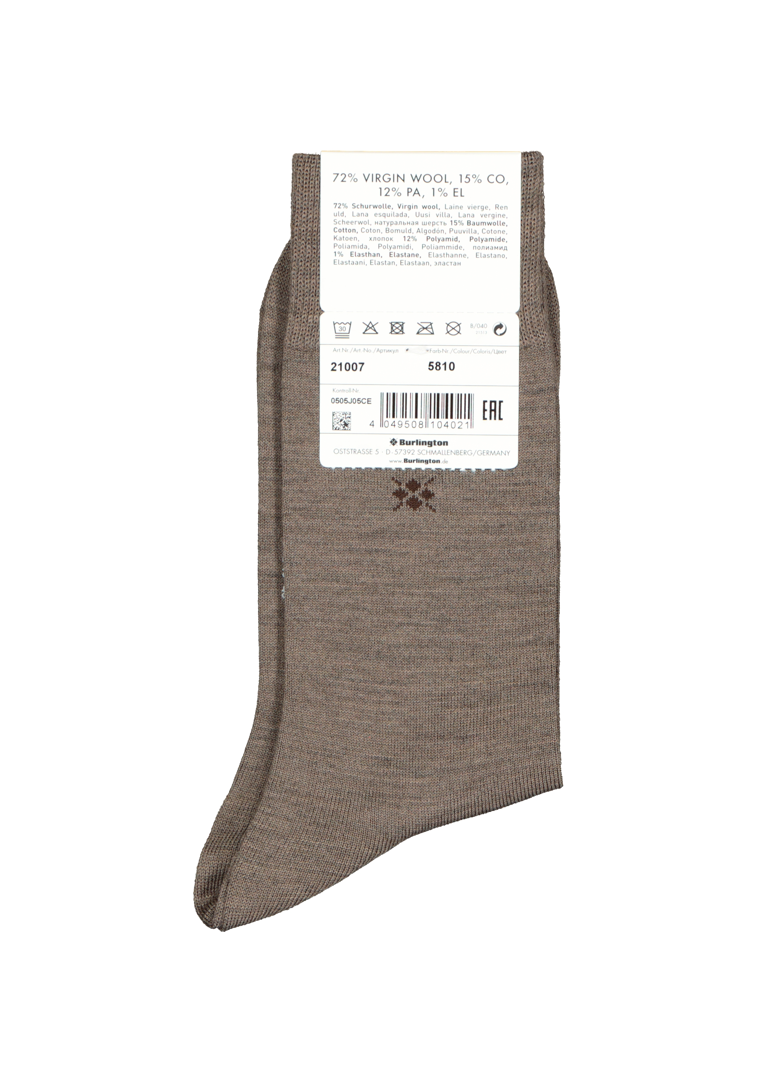Burlington Leeds herensokken, wol, beige