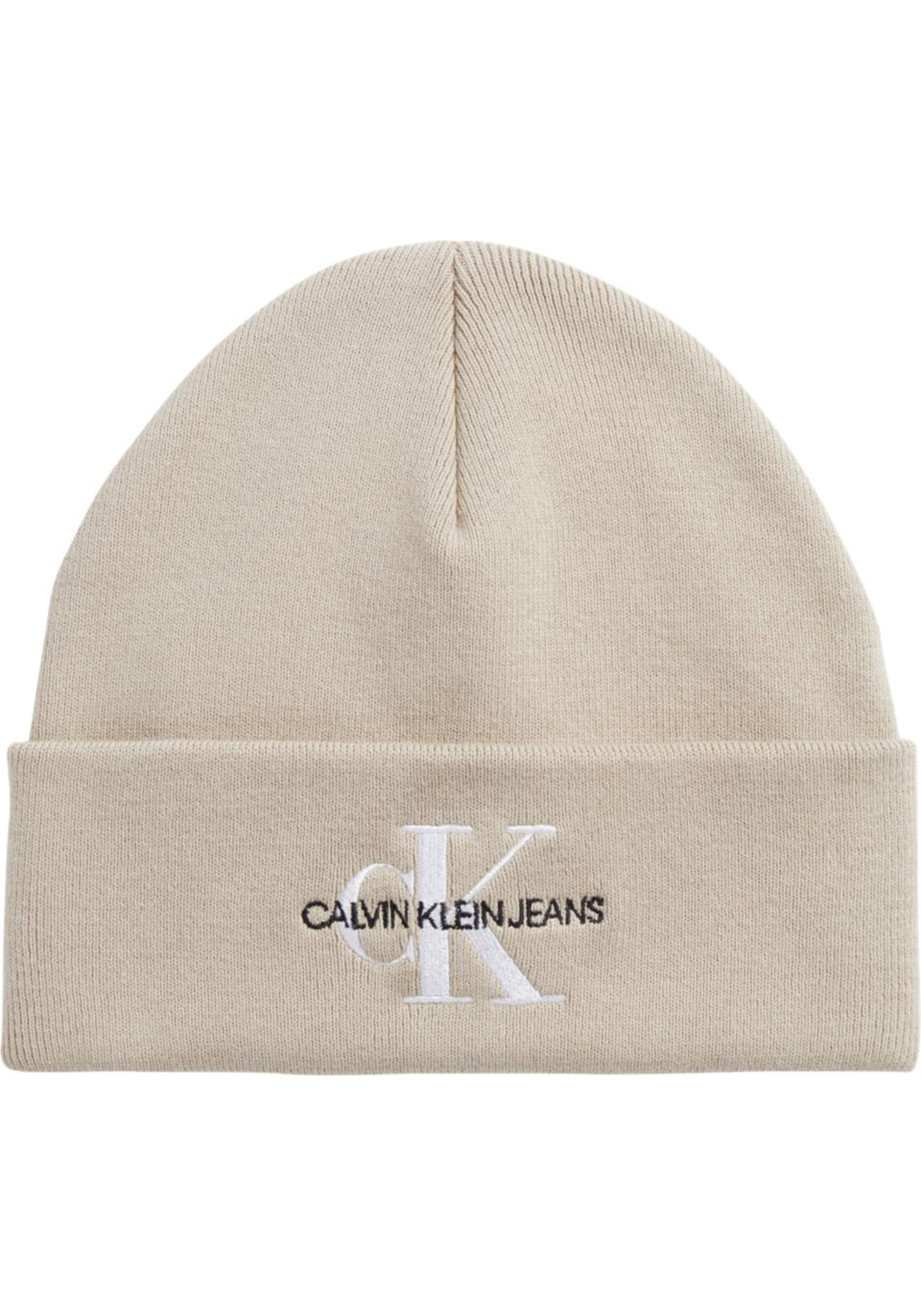 Calvin Klein muts, monologo embroidered beanie, beige