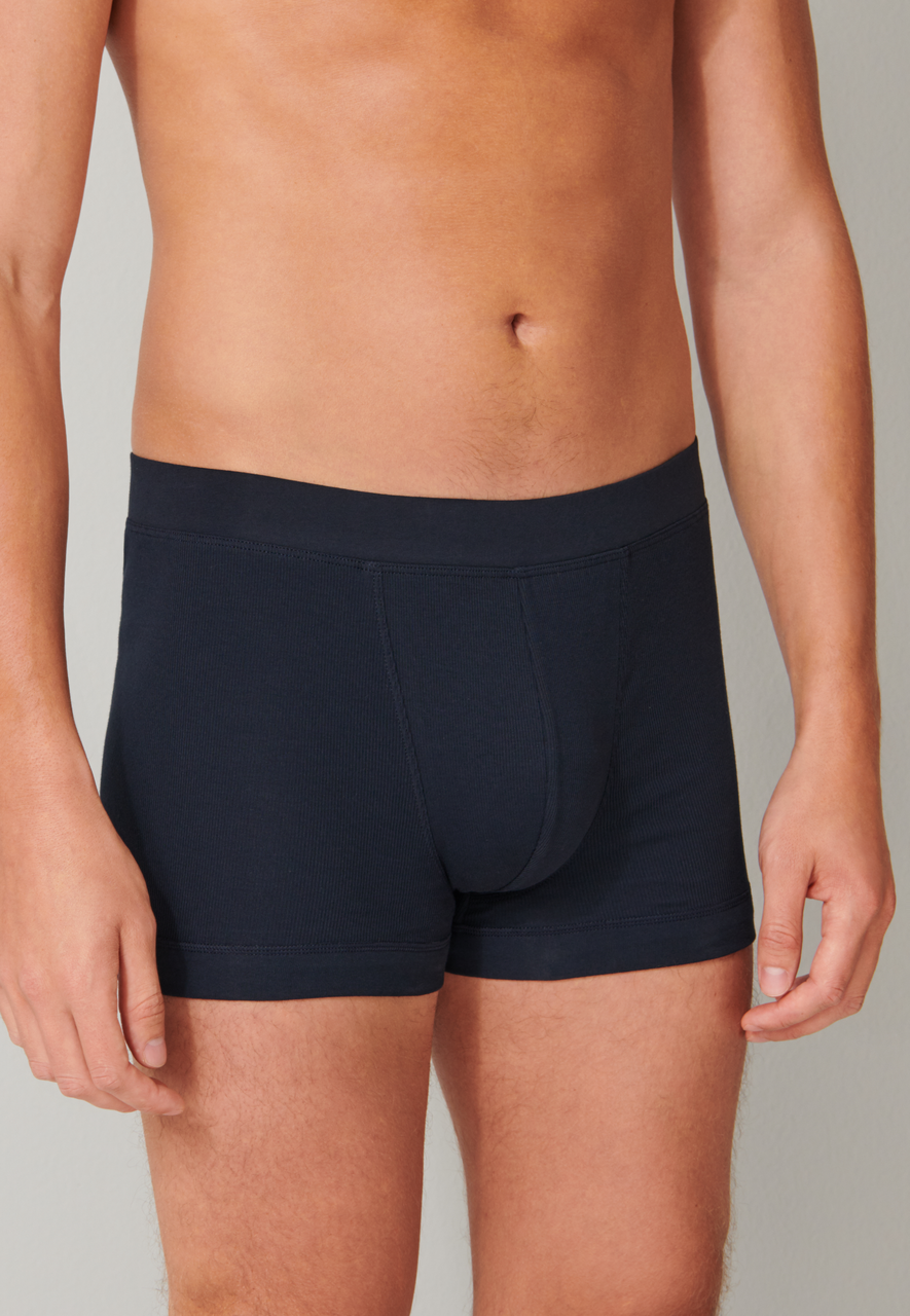 SCHIESSER Retro Rib boxer (1-pack), heren short dubbelrib biokatoen donkerblauw