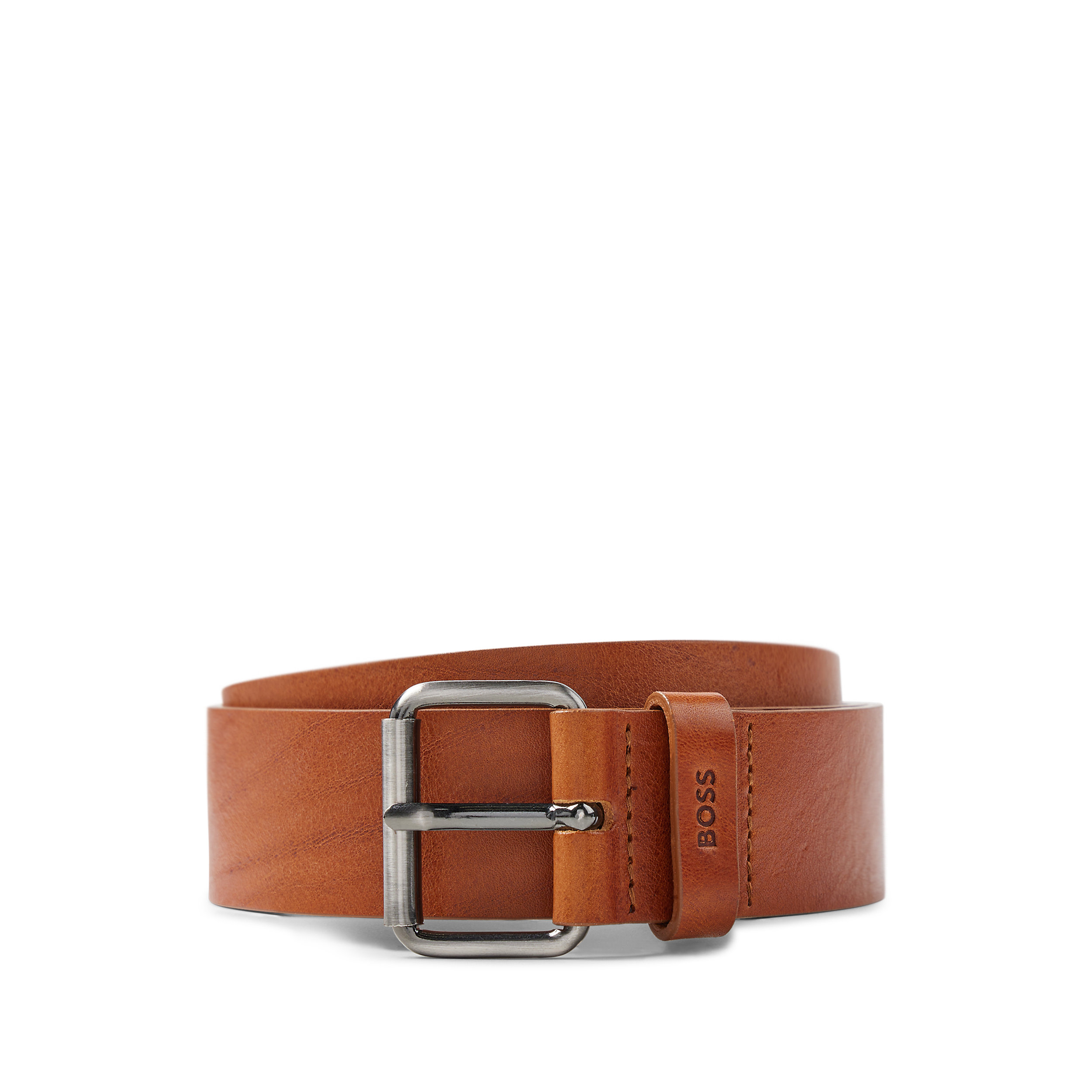 BOSS leren heren riem, middenbruin