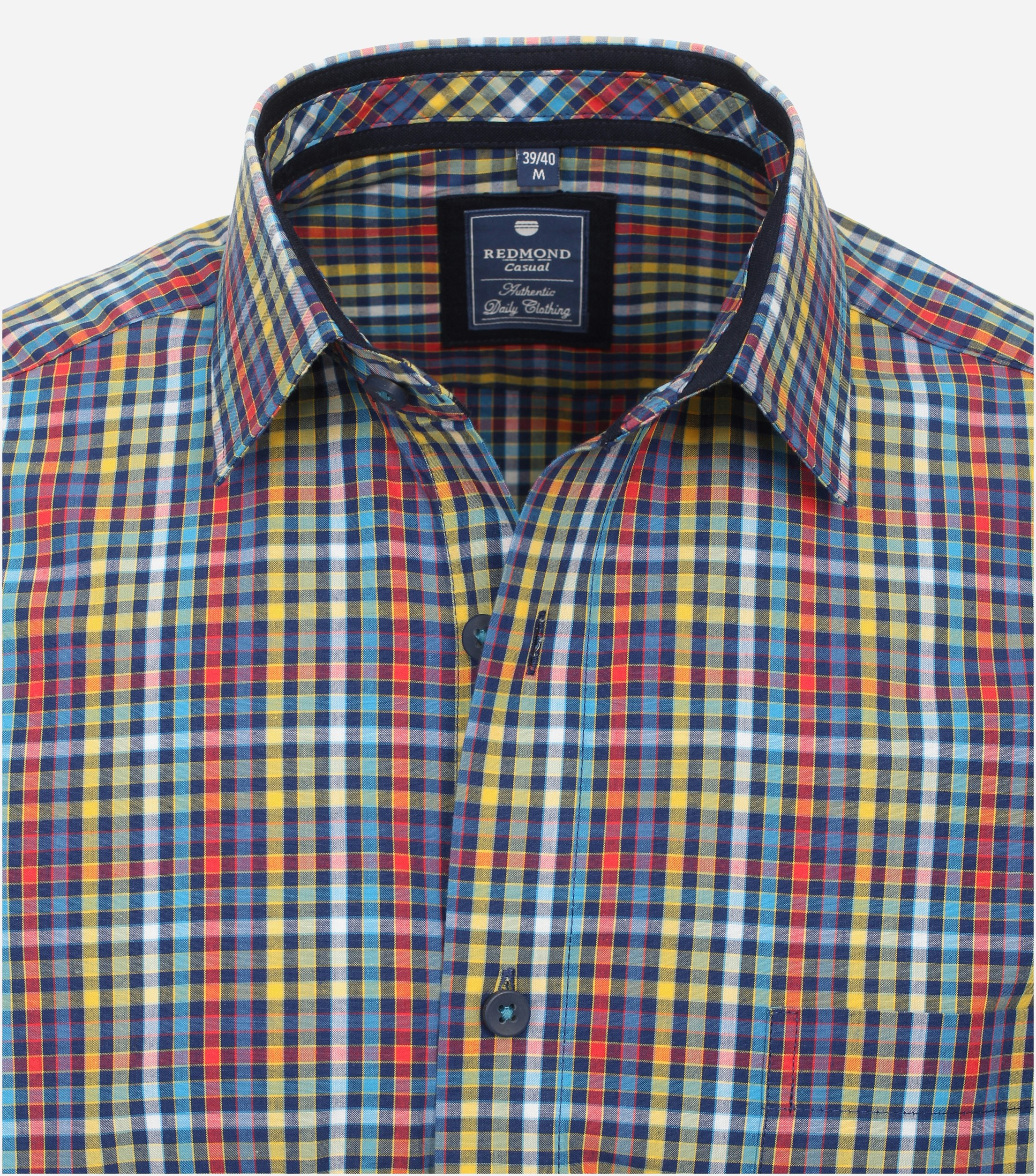 Redmond comfort fit overhemd, popeline, blauw geruit