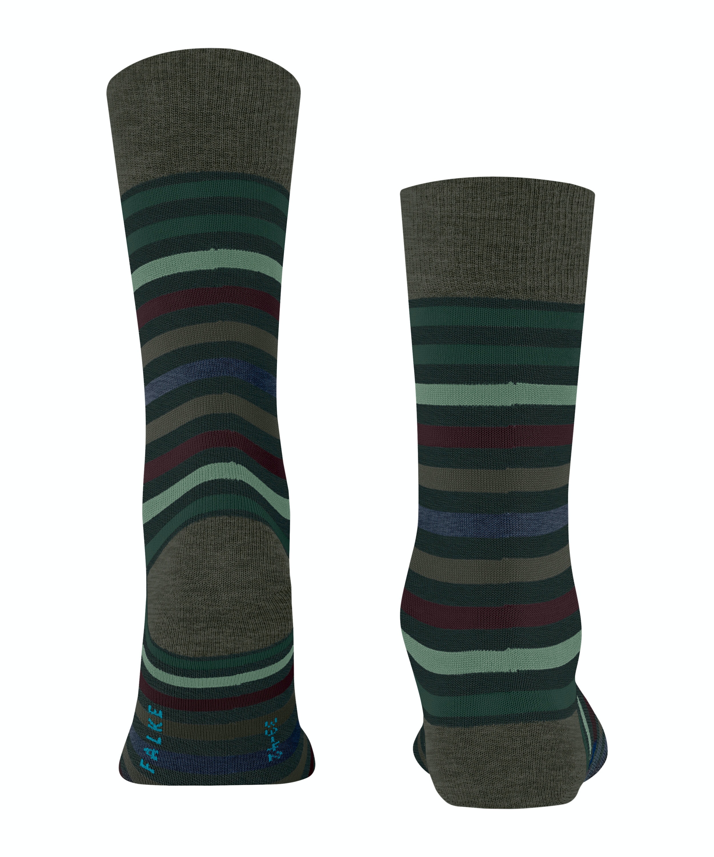 FALKE Tinted Stripe herensokken, groen (wald)