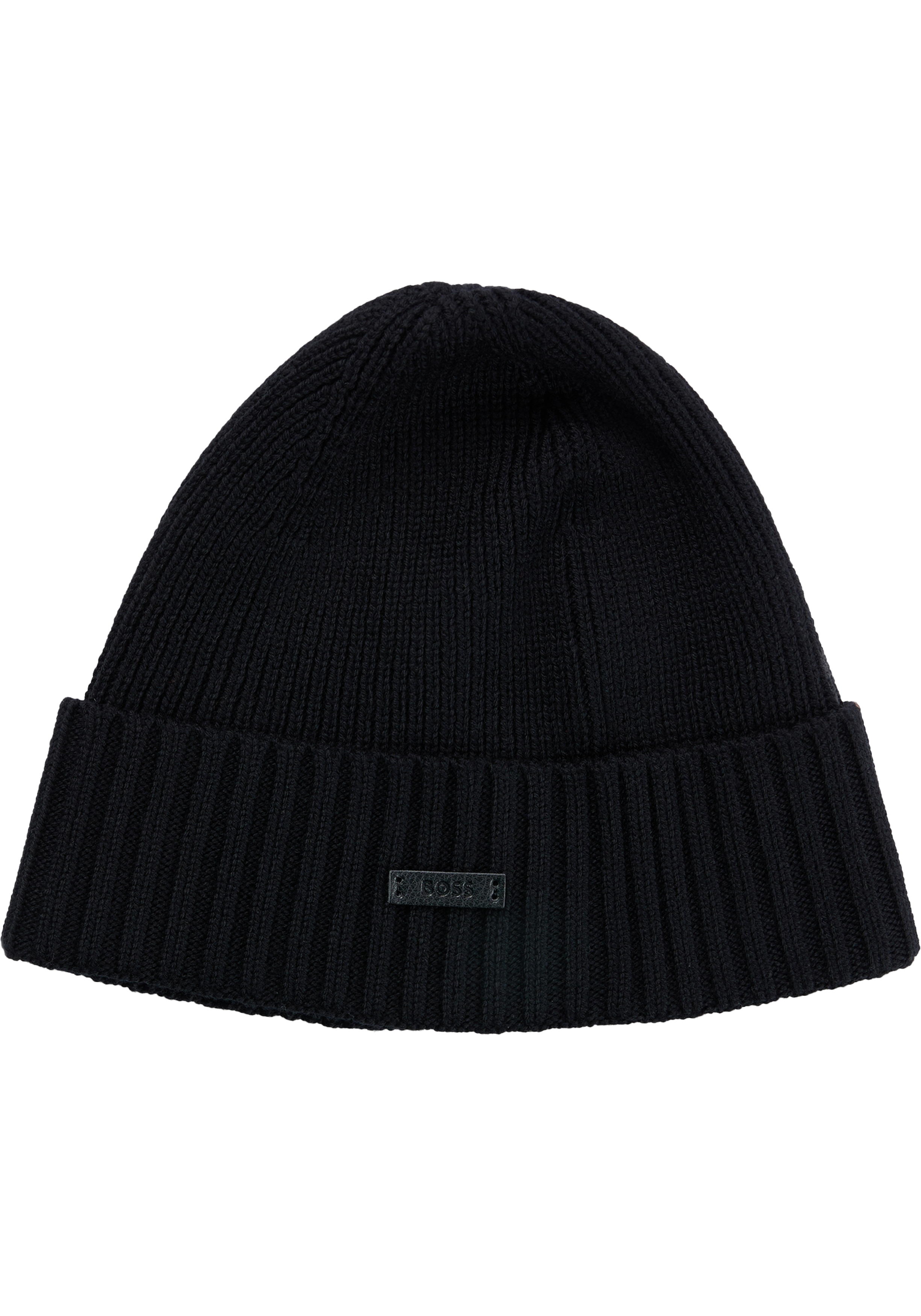 HUGO BOSS muts wol, heren muts met omslag, zwart