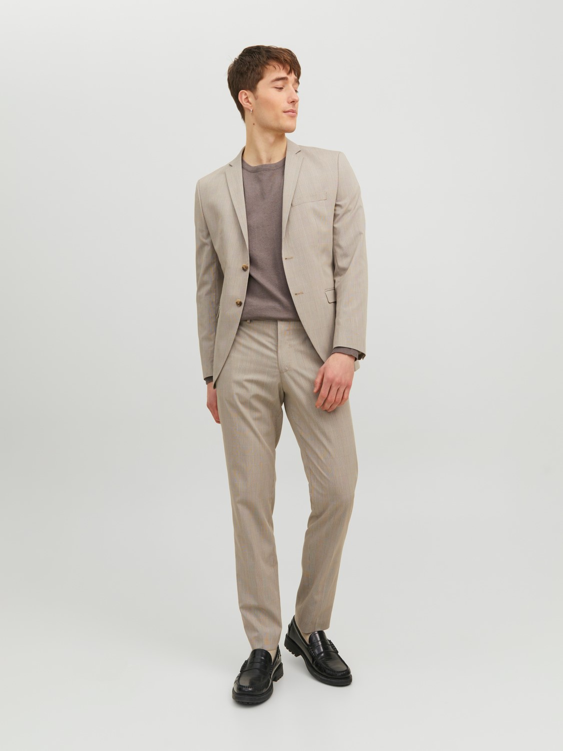 JACK & JONES Solaris Check Trouser loose fit, heren pantalon, wit Pepper
