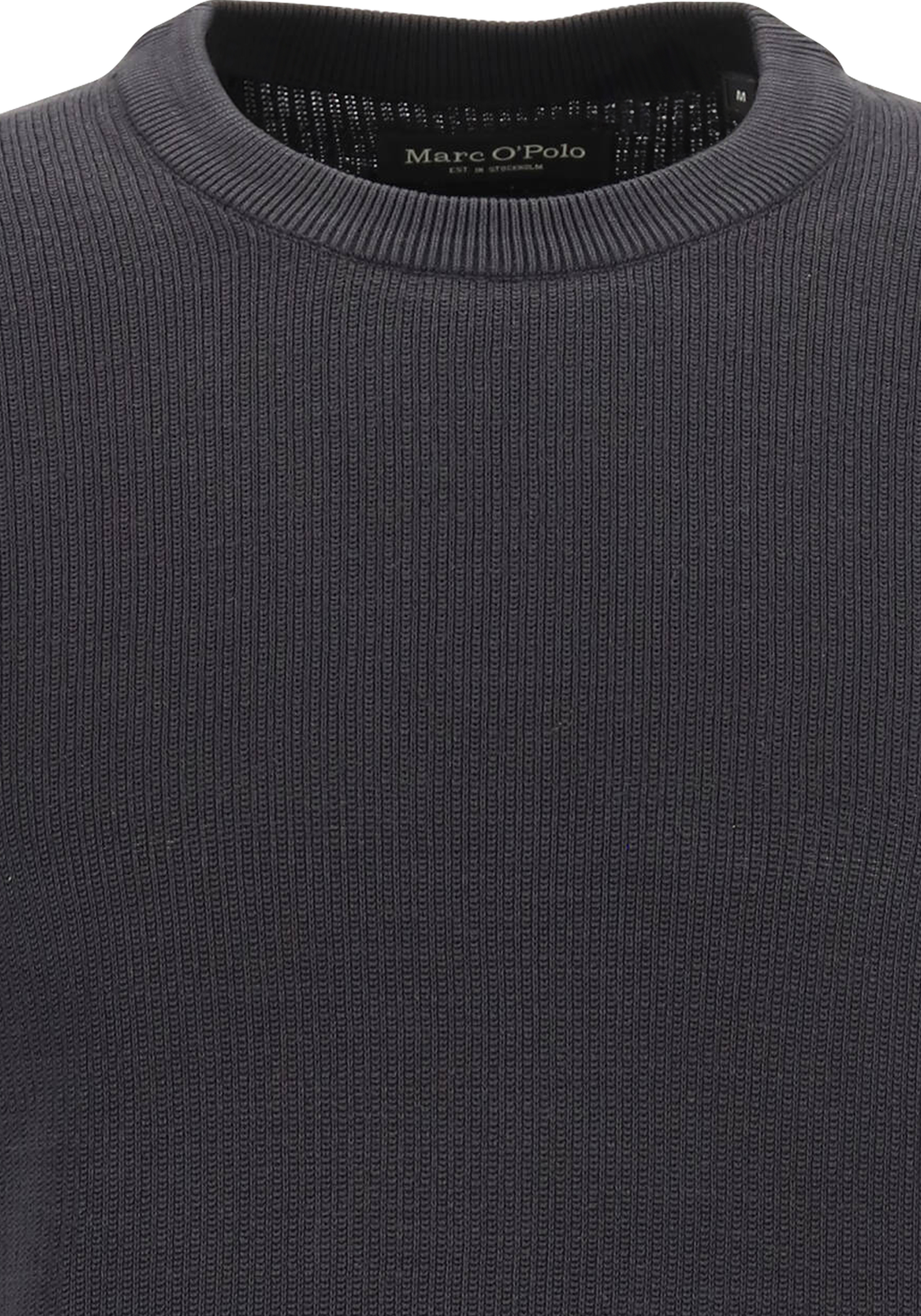 Marc O'Polo regular fit pullover, heren trui katoen met O-hals, zwart (middeldik)