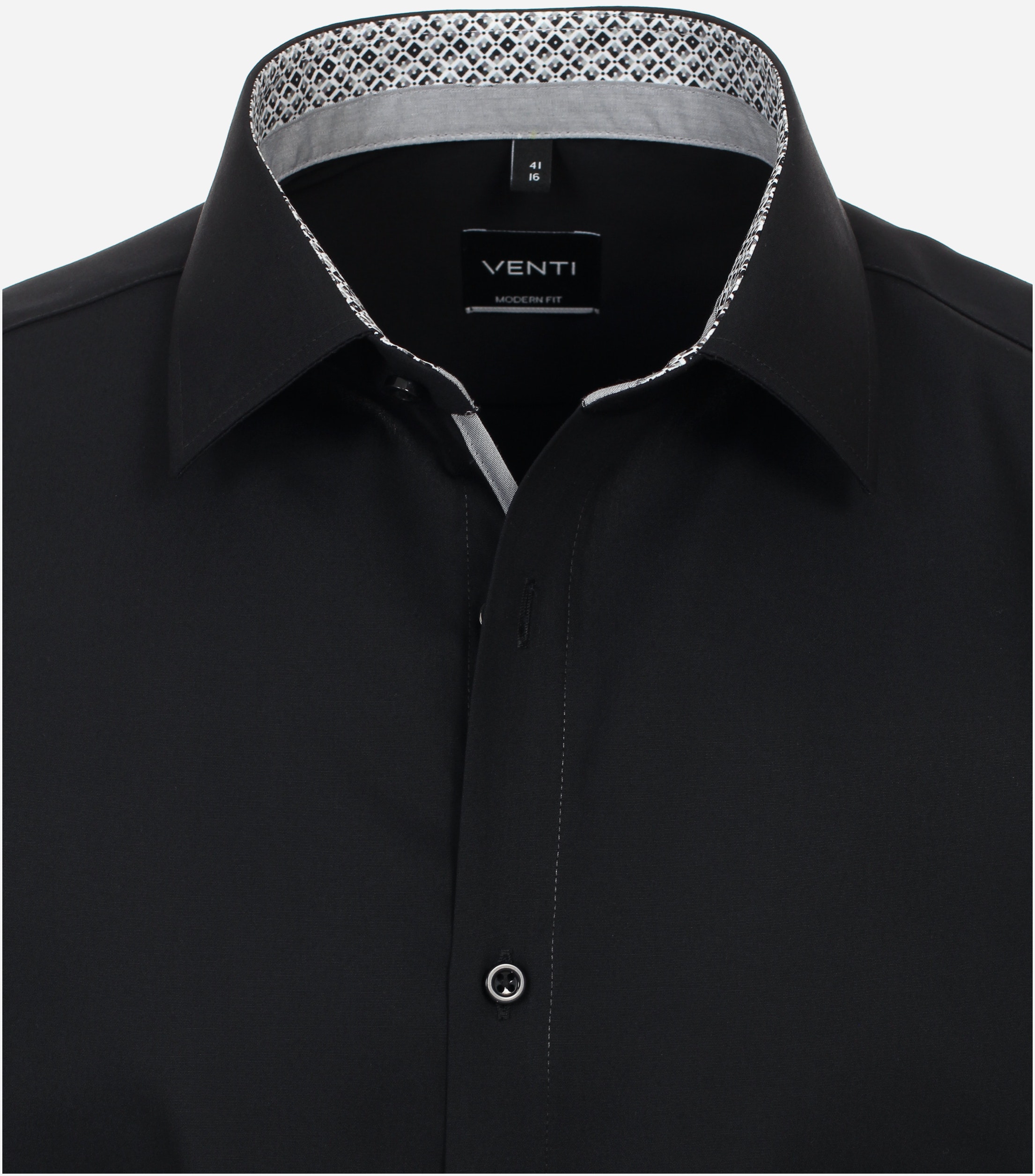 VENTI modern fit overhemd, popeline, zwart