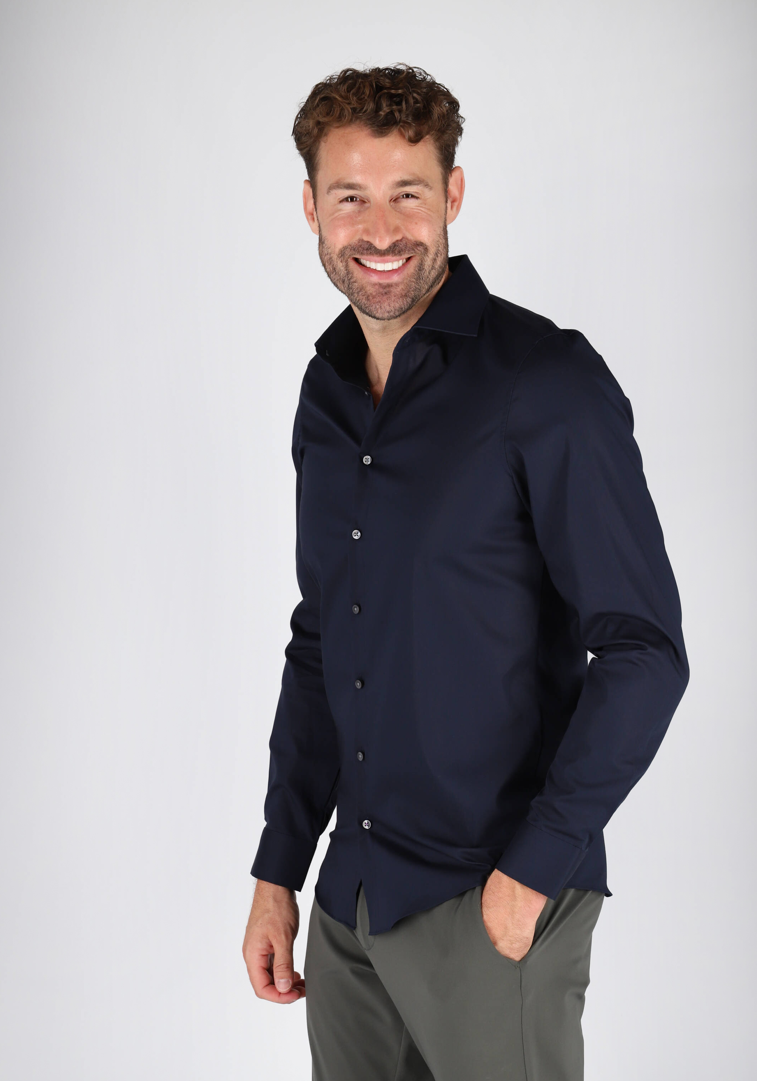 Redmond slim fit overhemd, nacht blauw