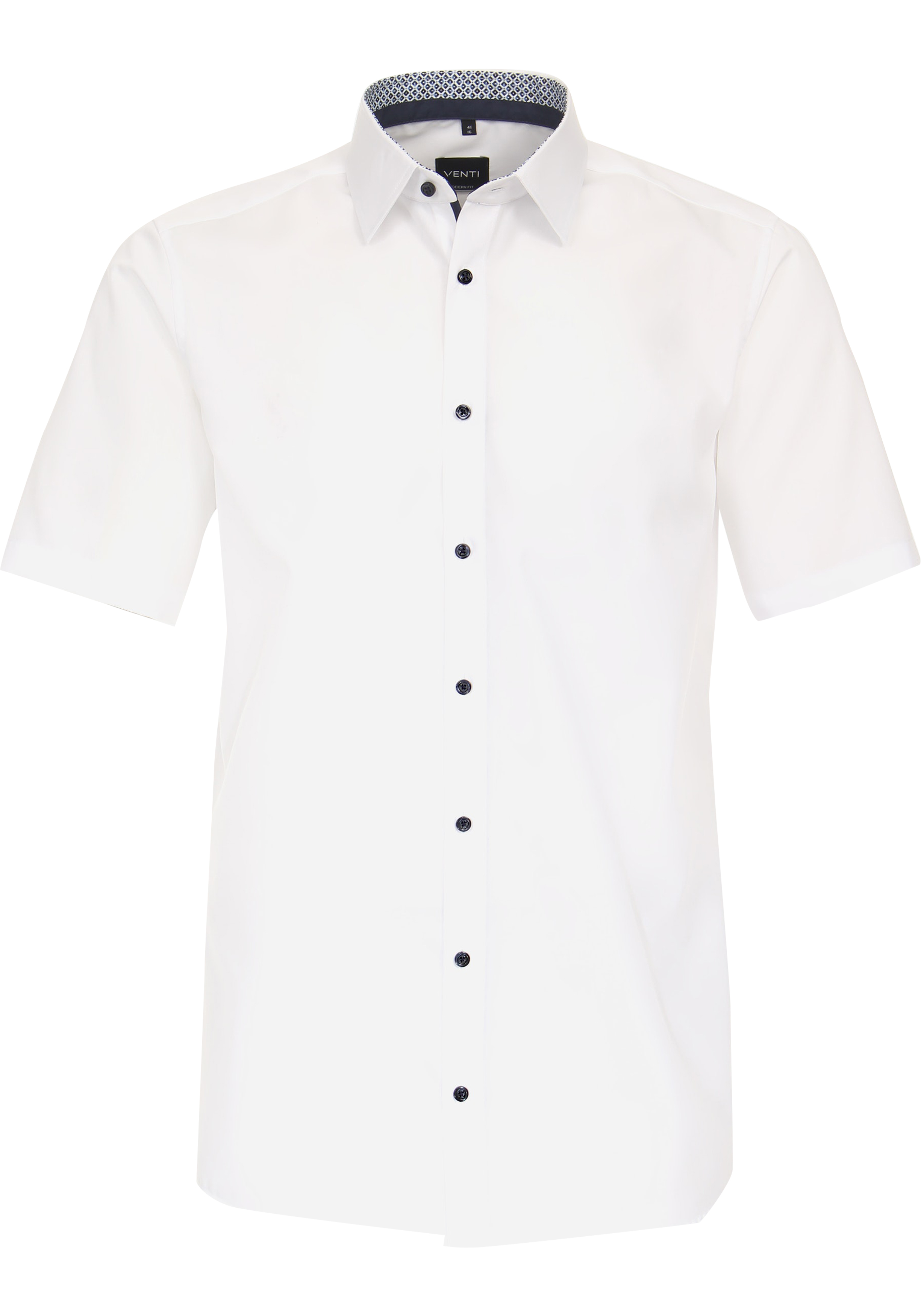 VENTI modern fit overhemd, korte mouw, popeline, wit